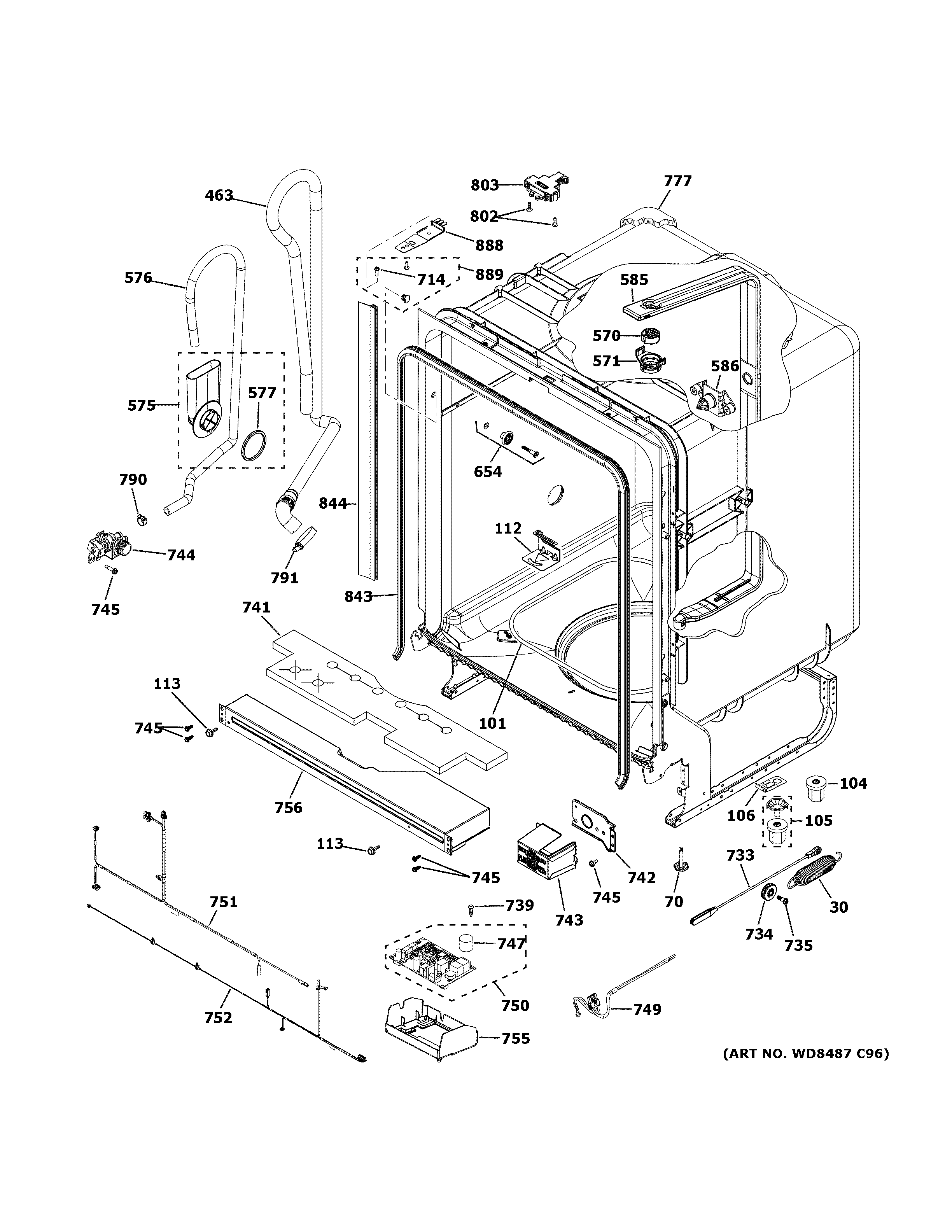 GE GDT630PFM4DS body parts (1) diagram