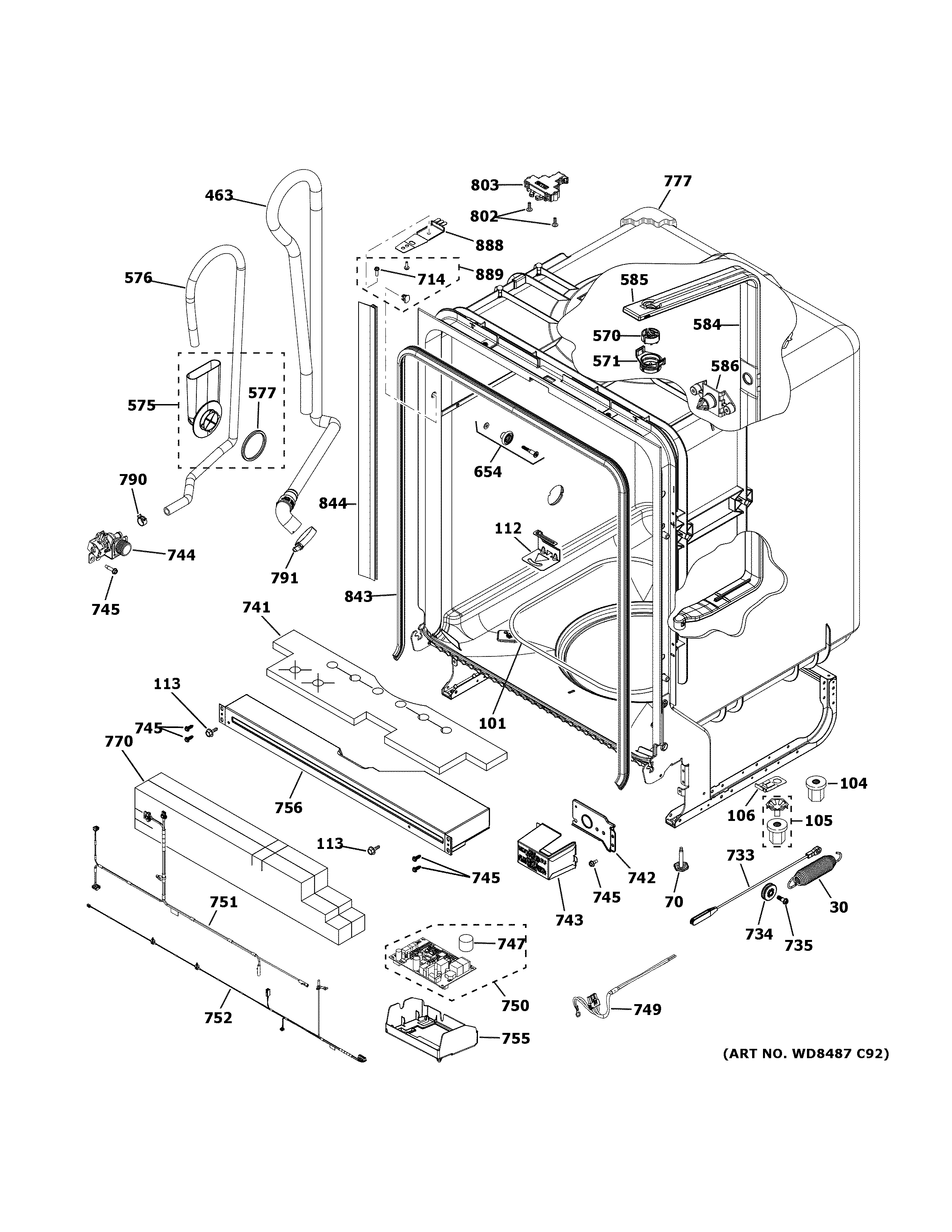GE GDF640HSM4SS body parts (1) diagram