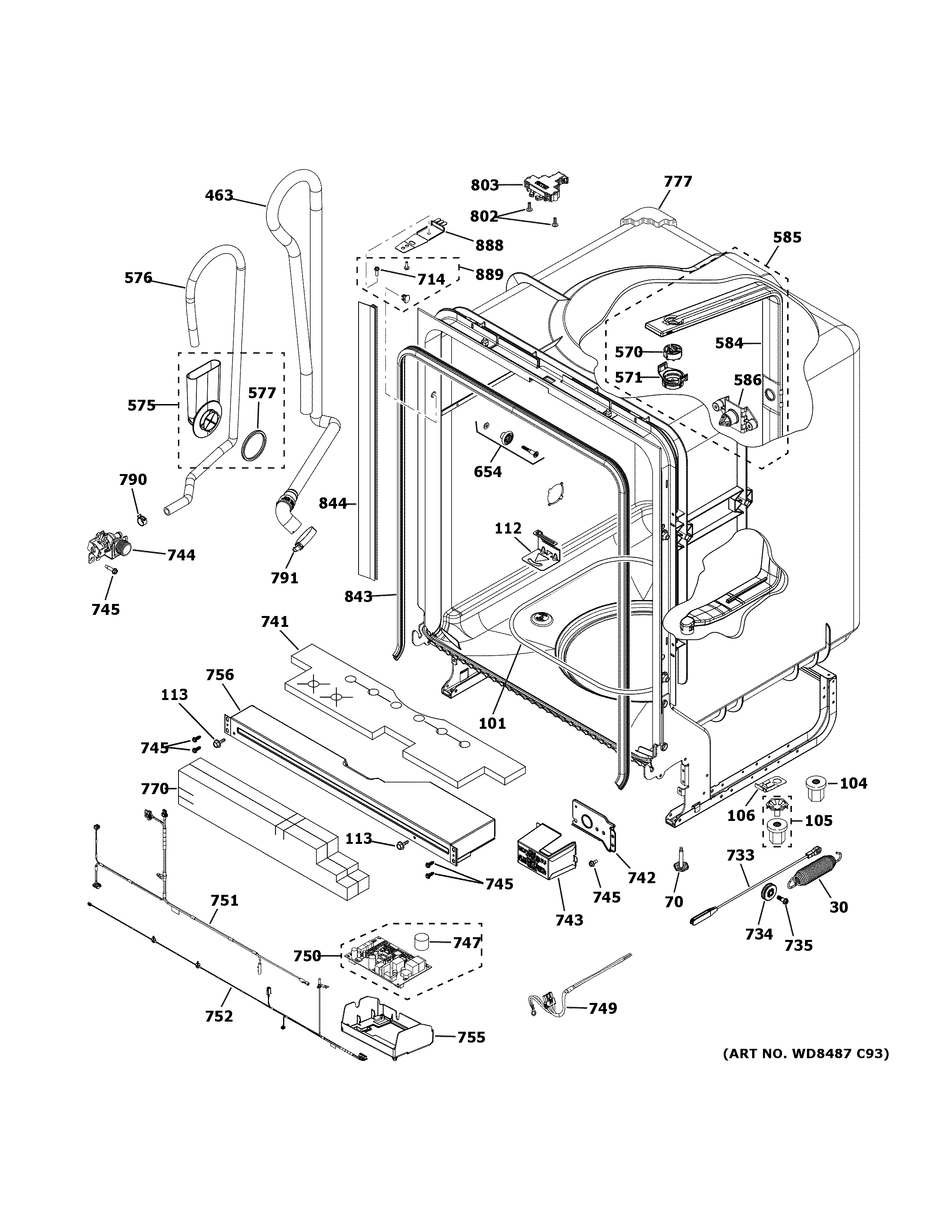 GE GDT630PGM4WW body parts (1) diagram