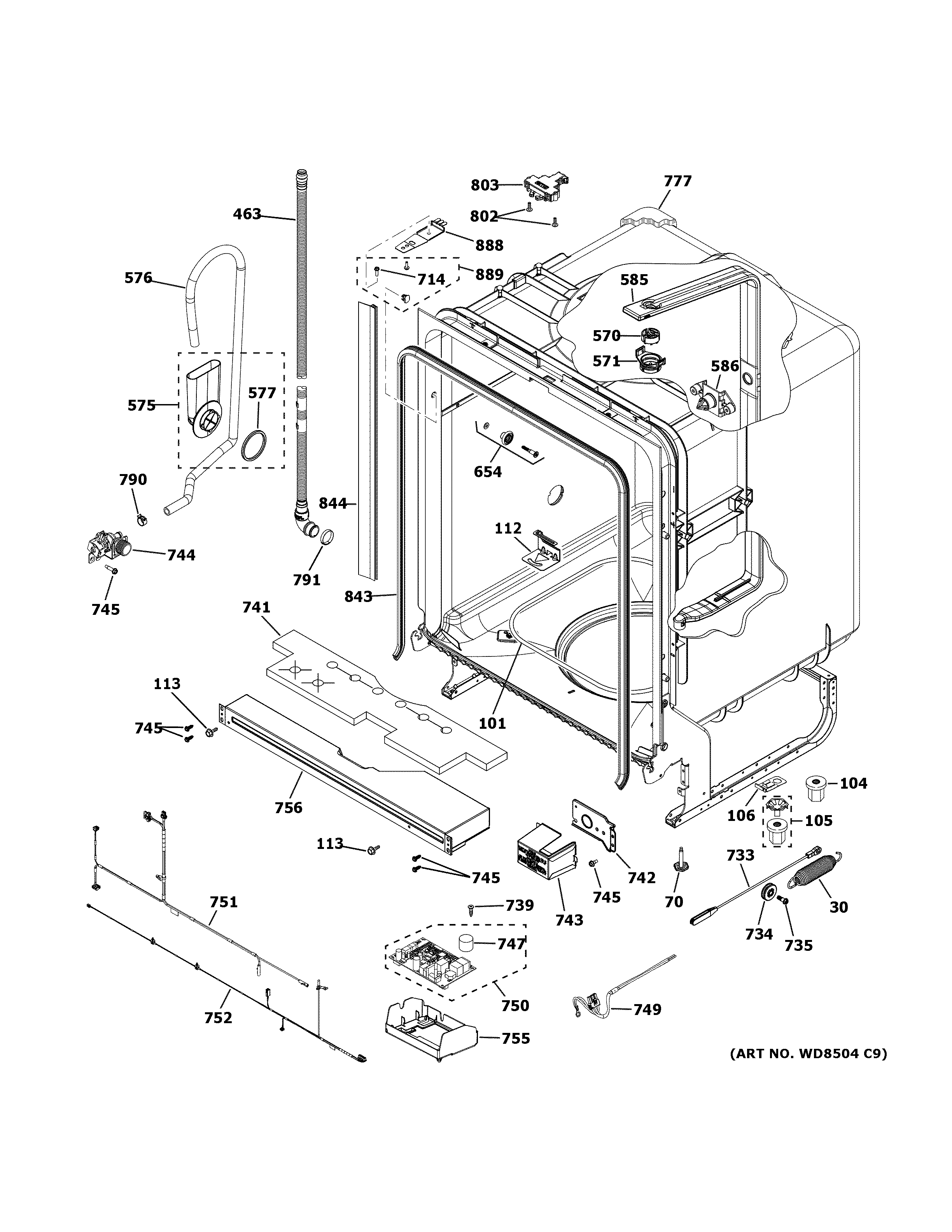 GE GDT630PSM5SS body parts (1) diagram