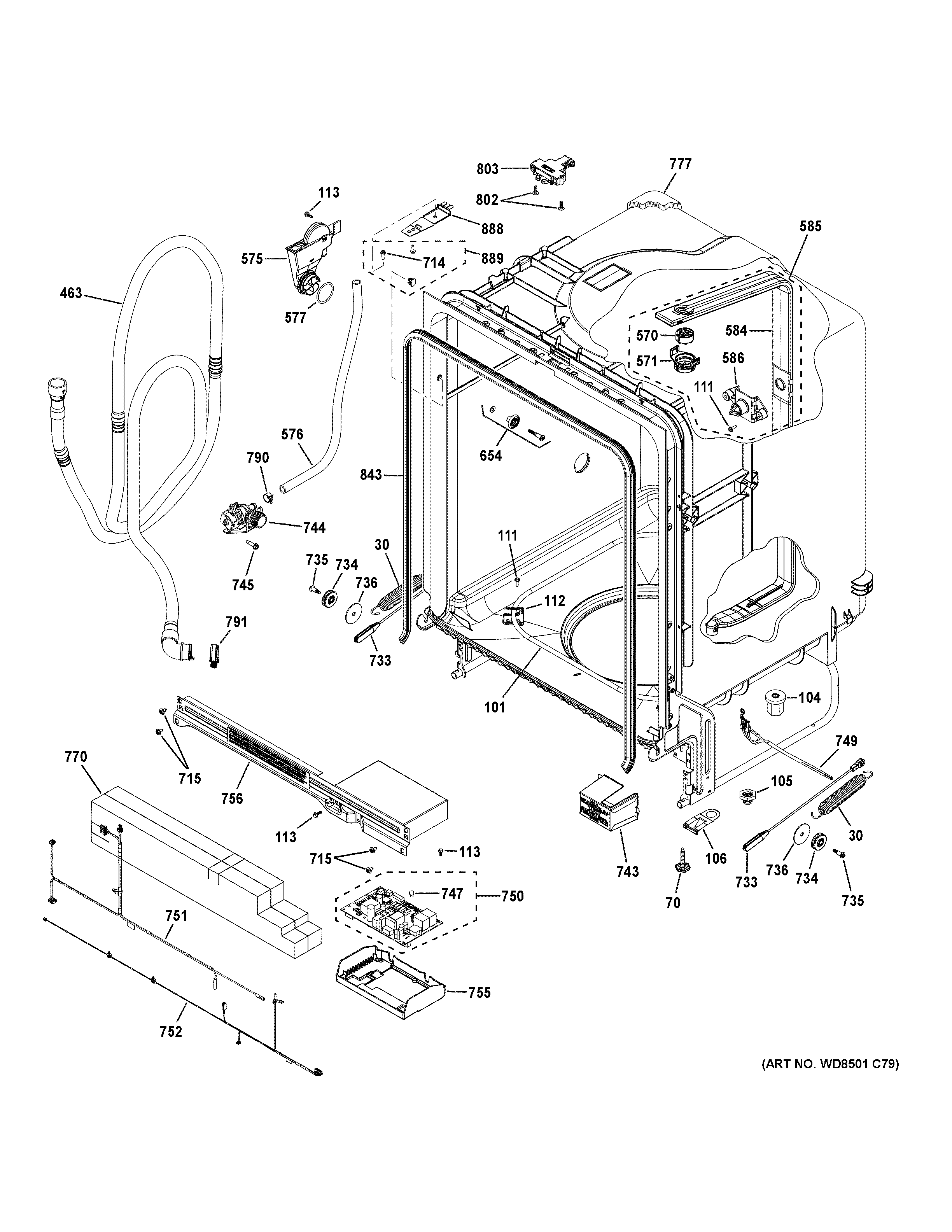 GE GDP630PGR3WW body parts (1) diagram
