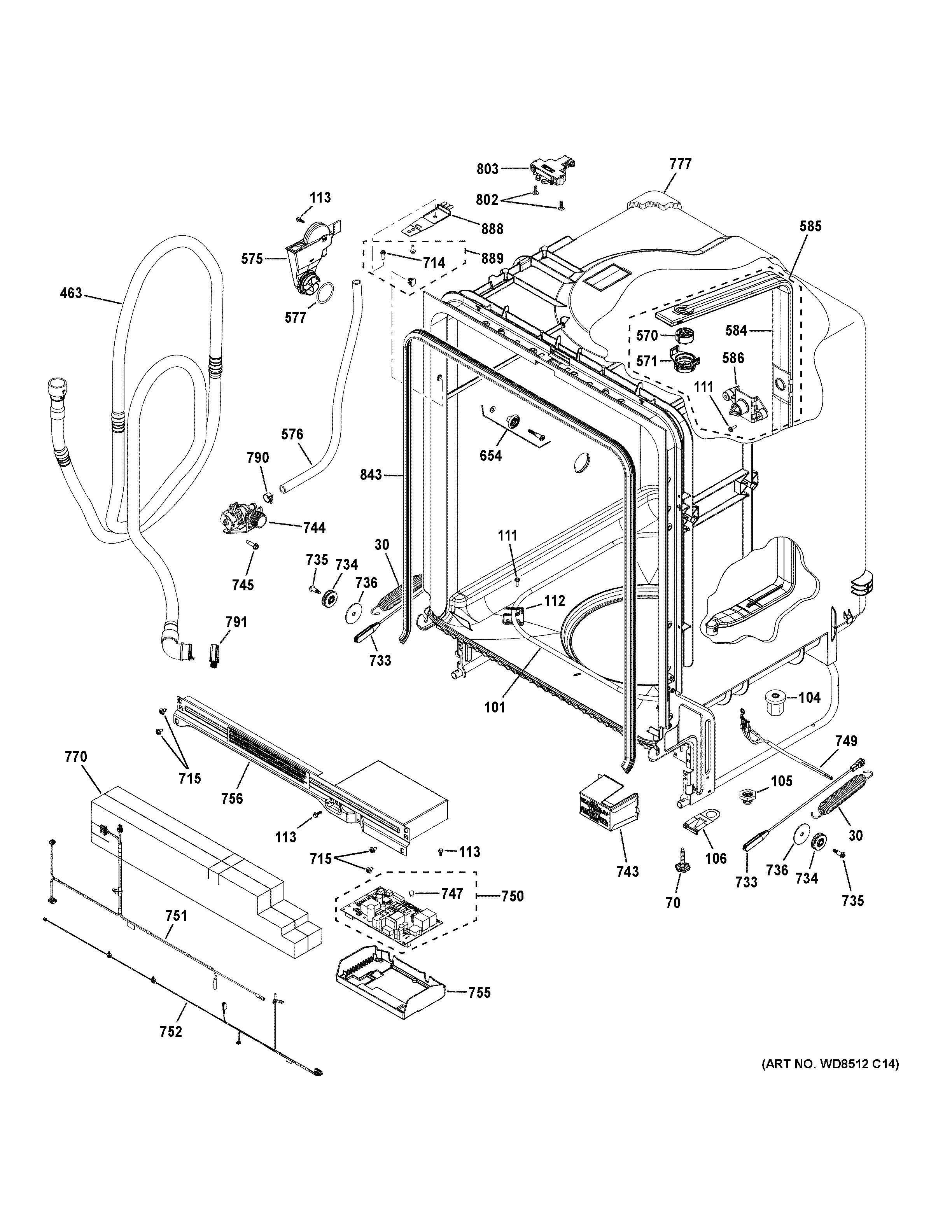 GE GDT630PGR3WW body parts (1) diagram