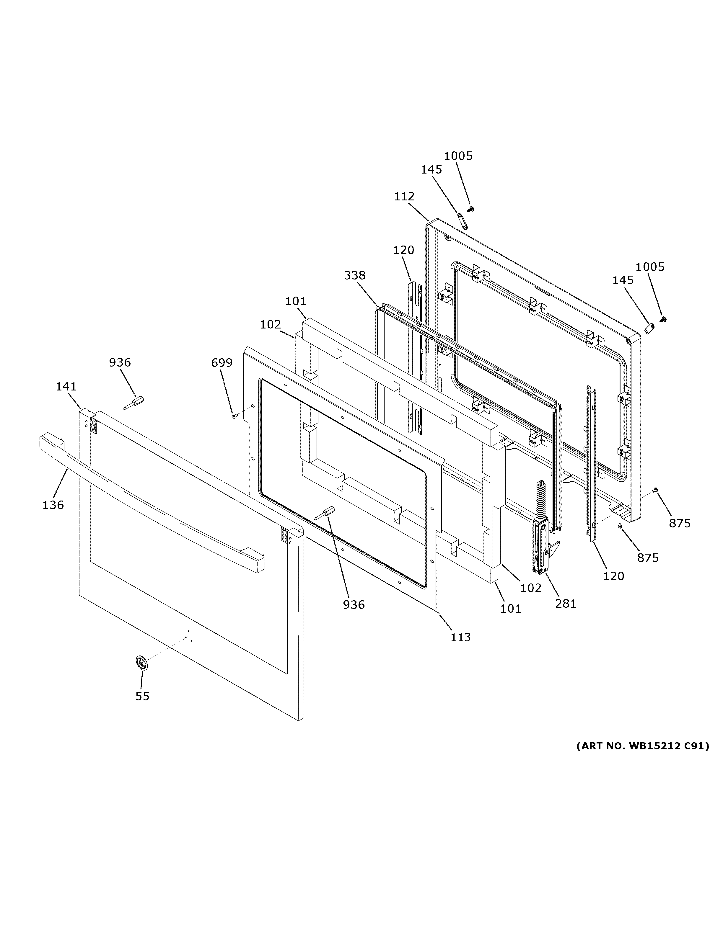 GE JKD5000DN1BB lower door diagram