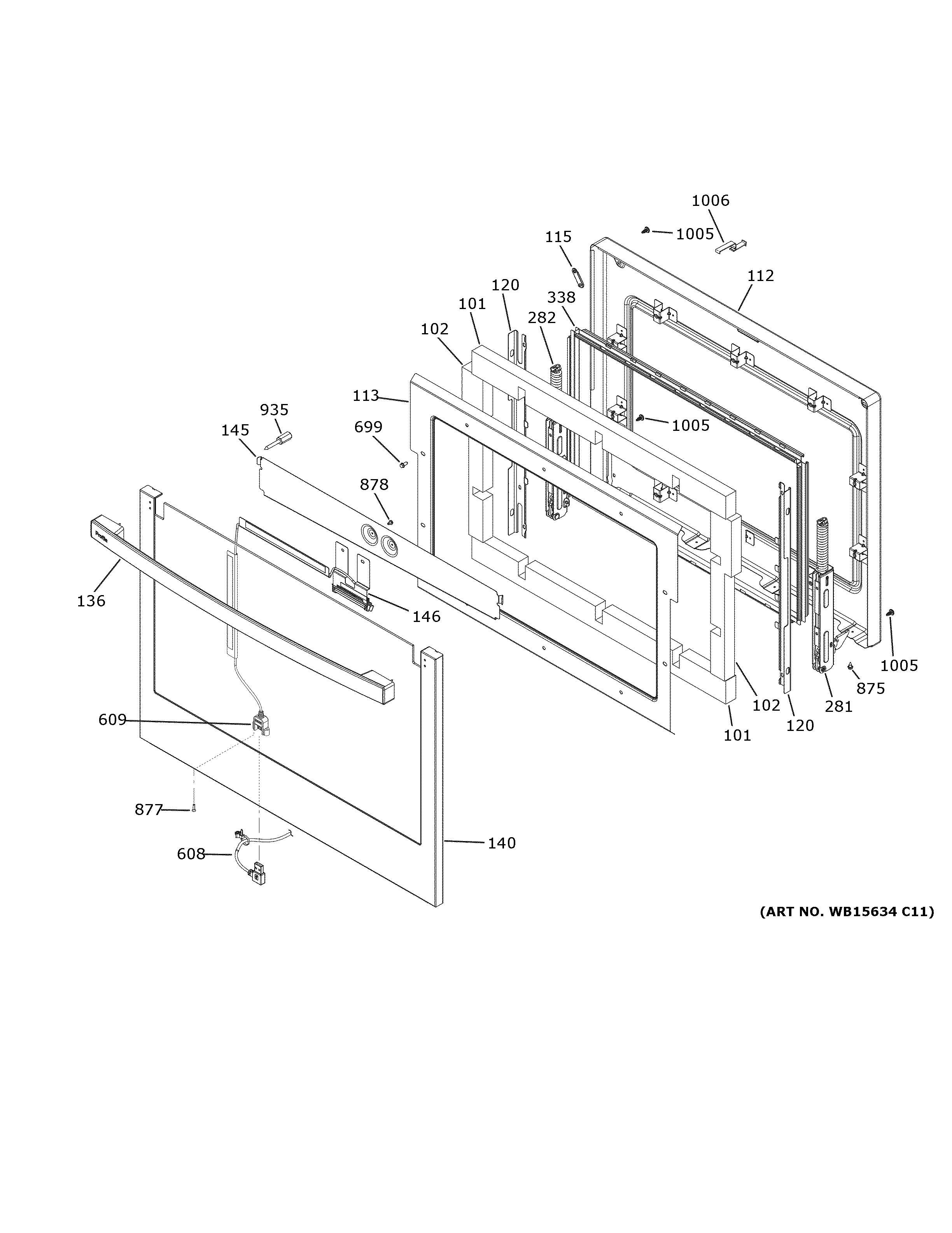 GE PTD9000SN1SS upper door diagram
