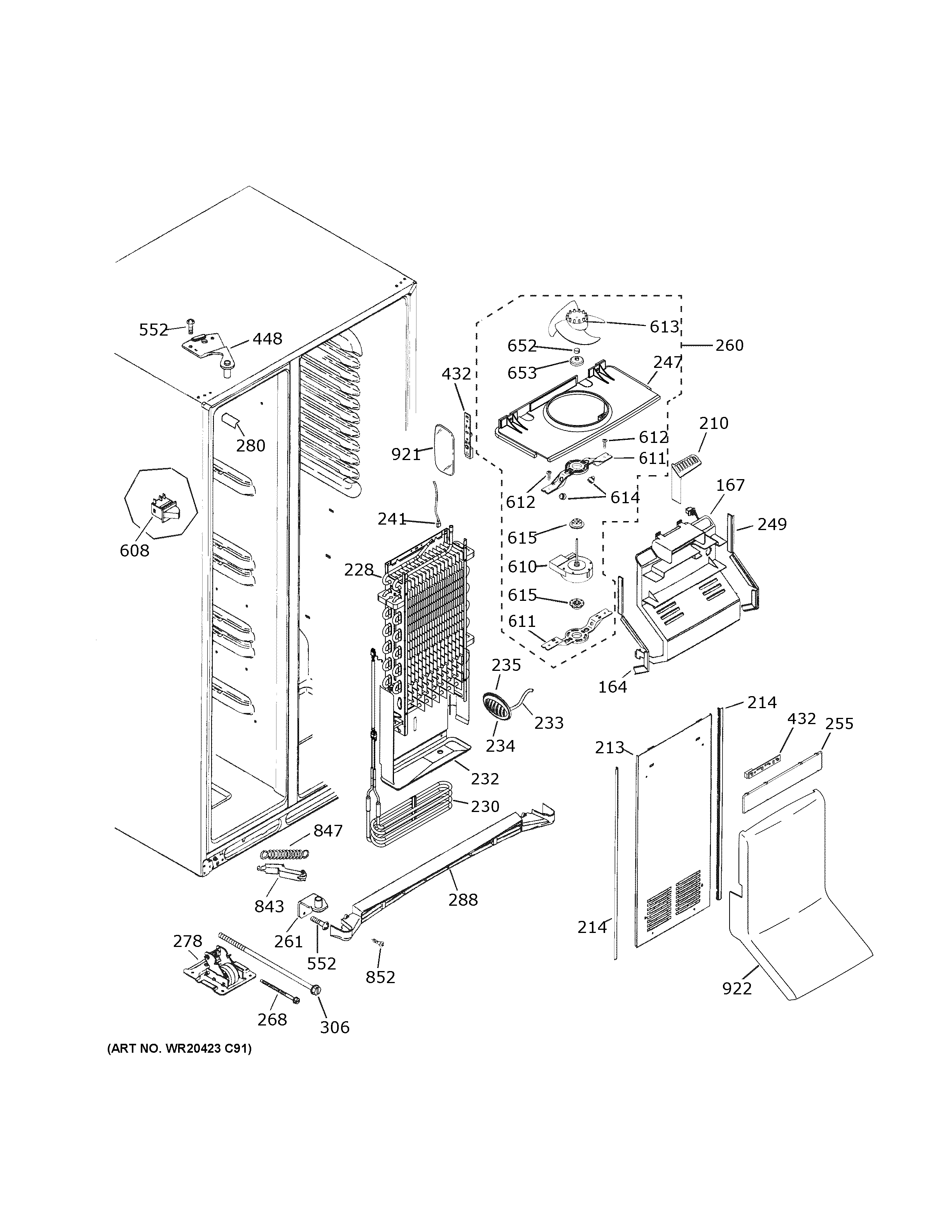 GE CZS22MP2NHS1 freezer section diagram