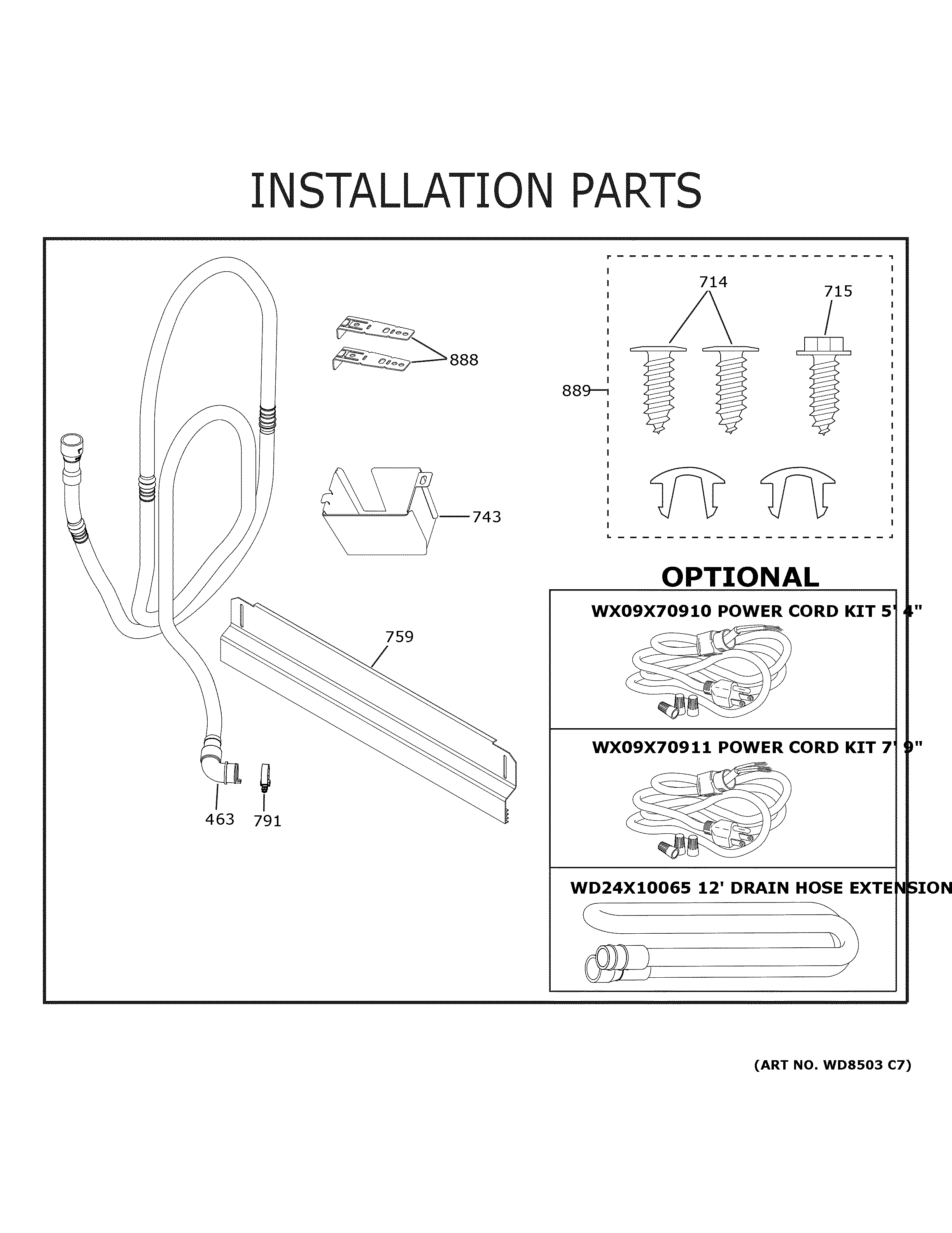 Hotpoint HDF330PGR0WW installation parts diagram