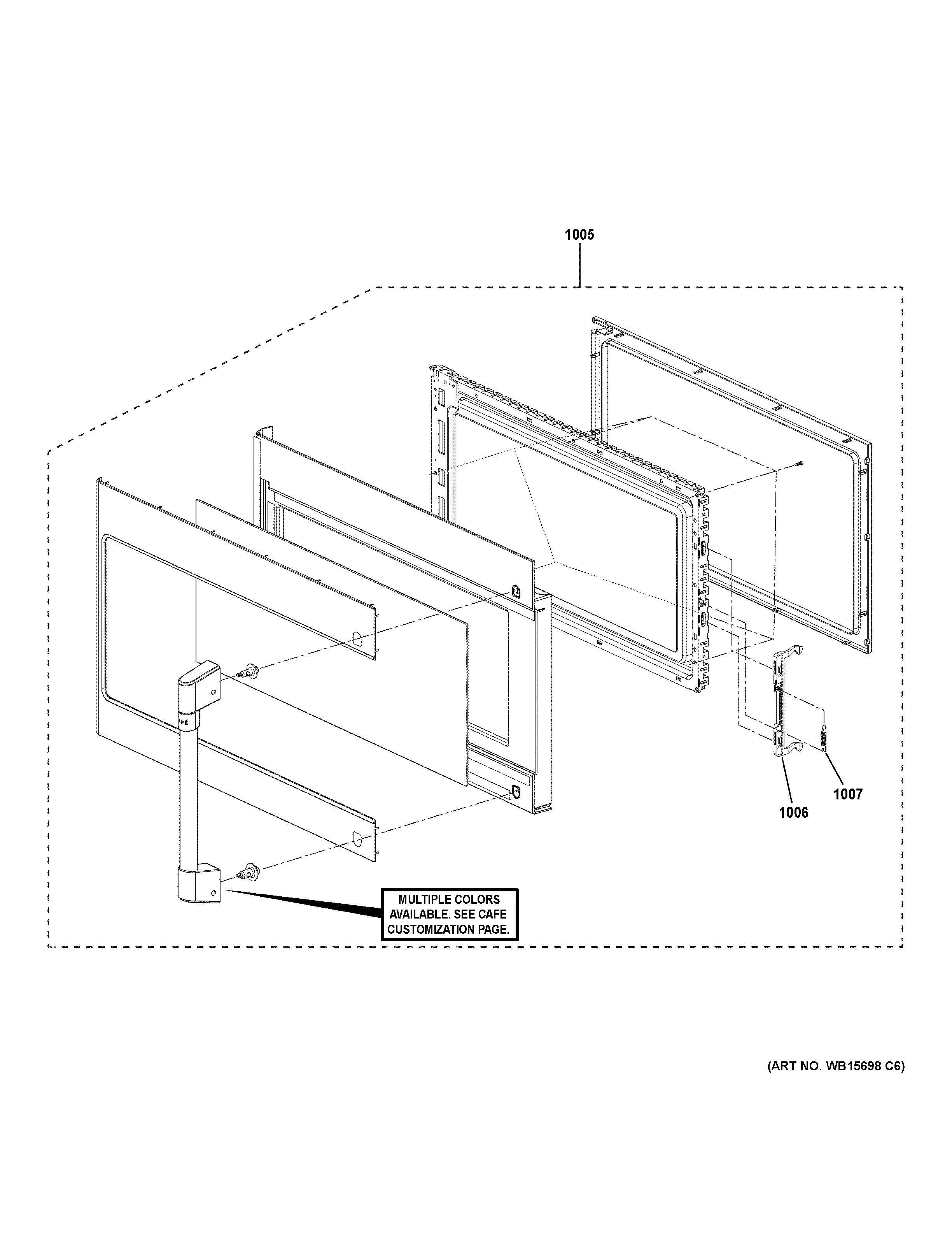 GE CVM517P4R1W2 door parts diagram