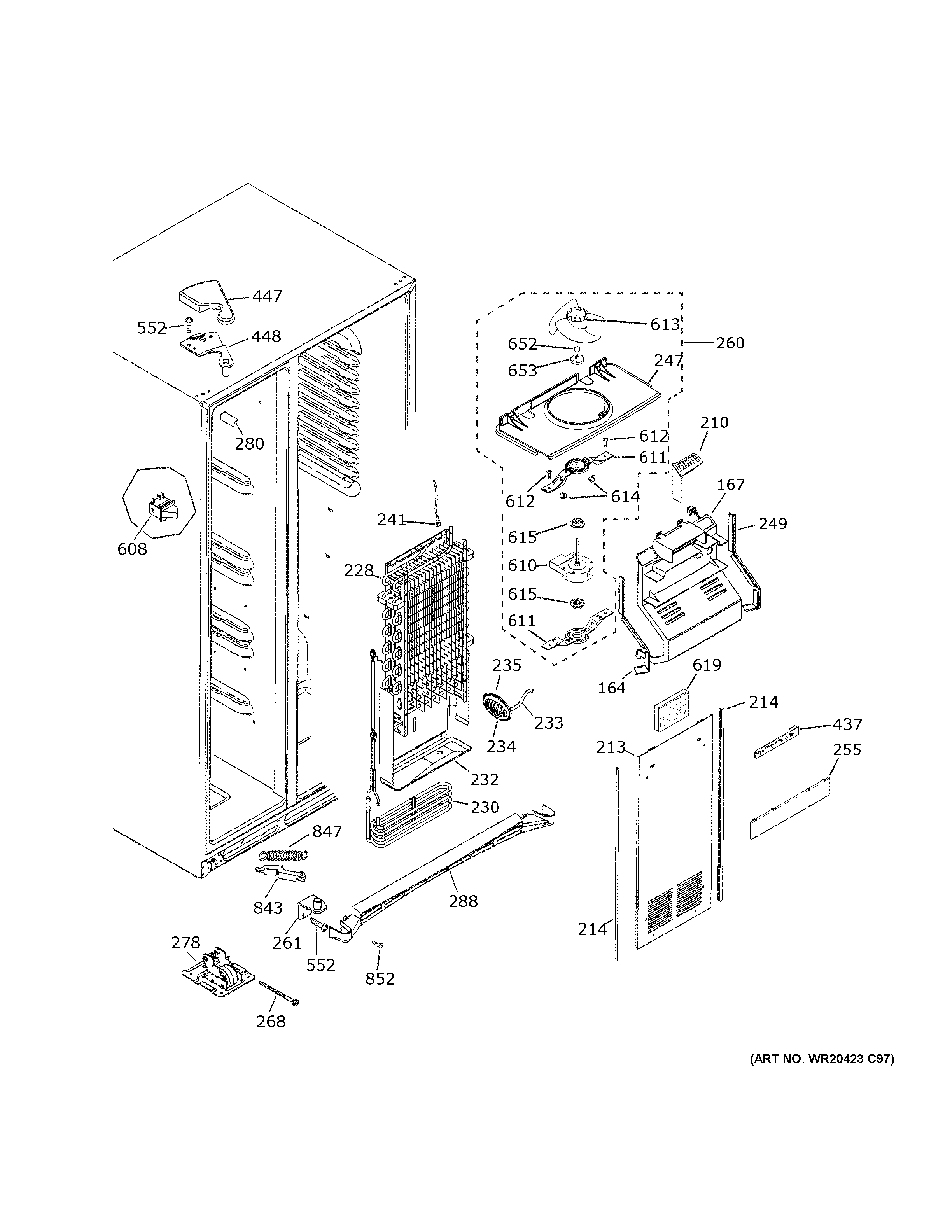 GE GZS22DMJXFES freezer section diagram
