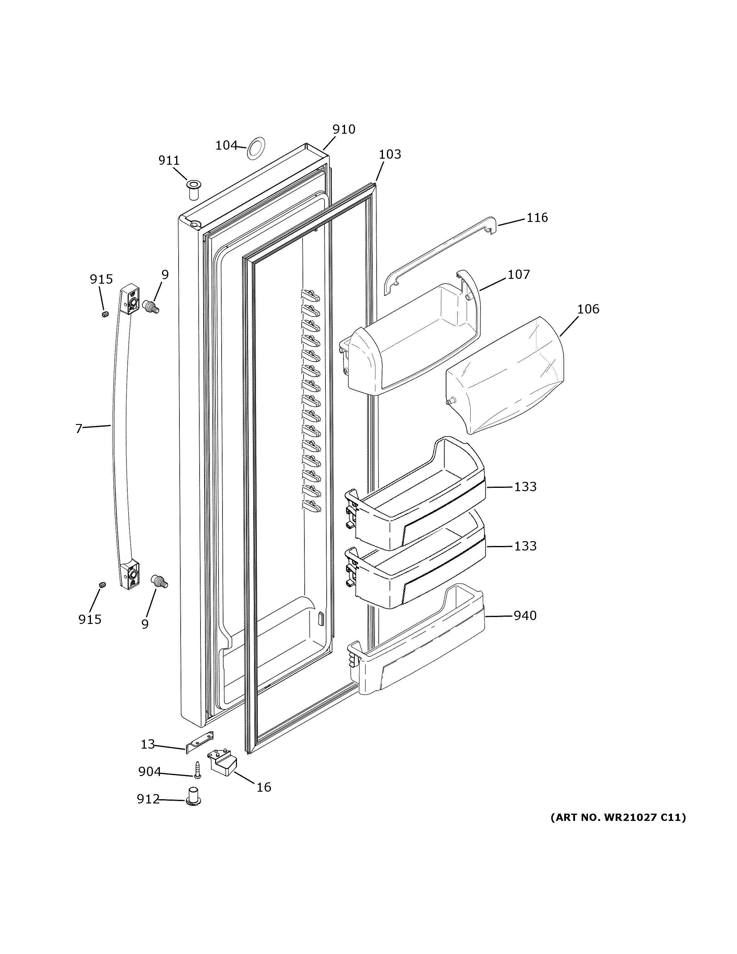 GE GSS25IMNXHES fresh food door diagram