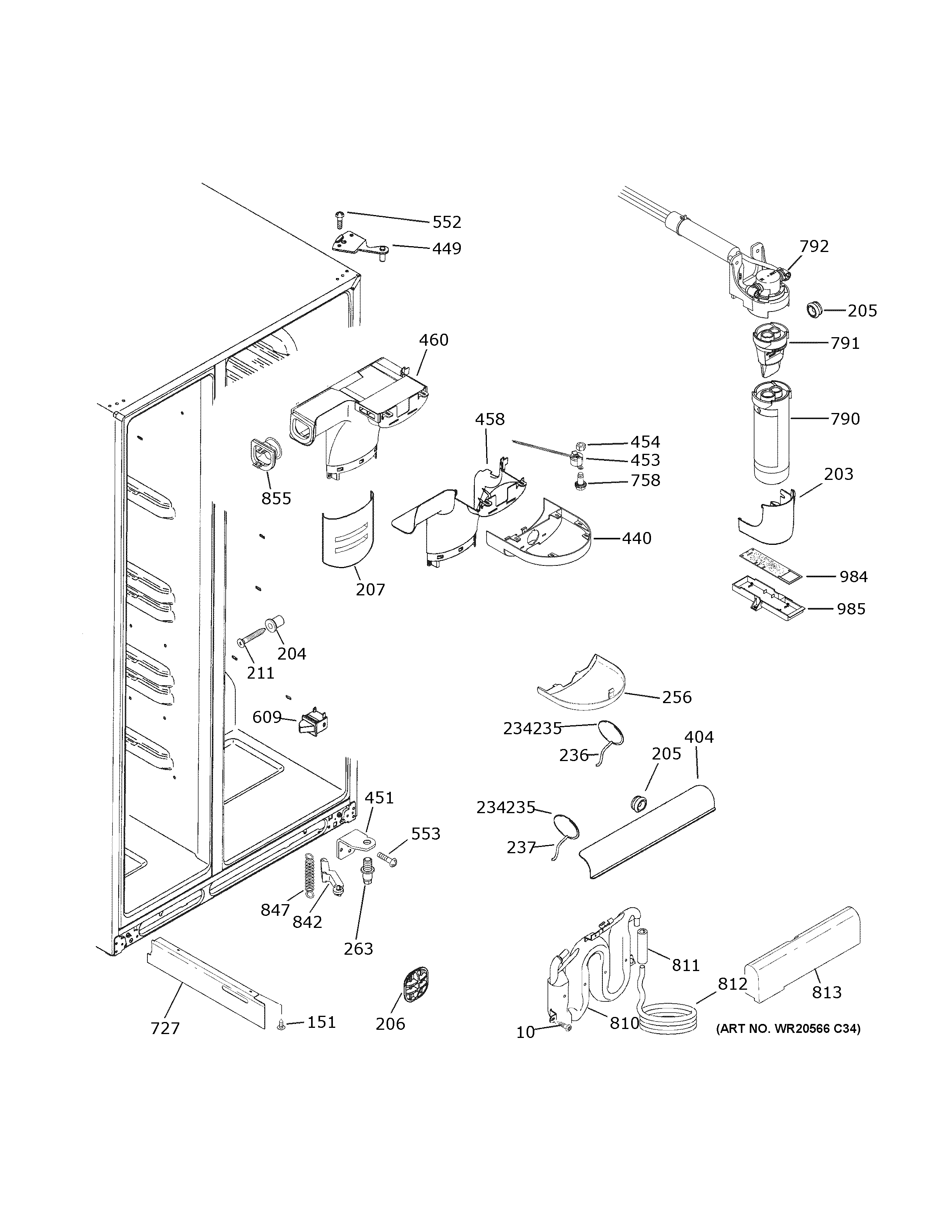 GE GSS25CGHXCBB fresh food section diagram