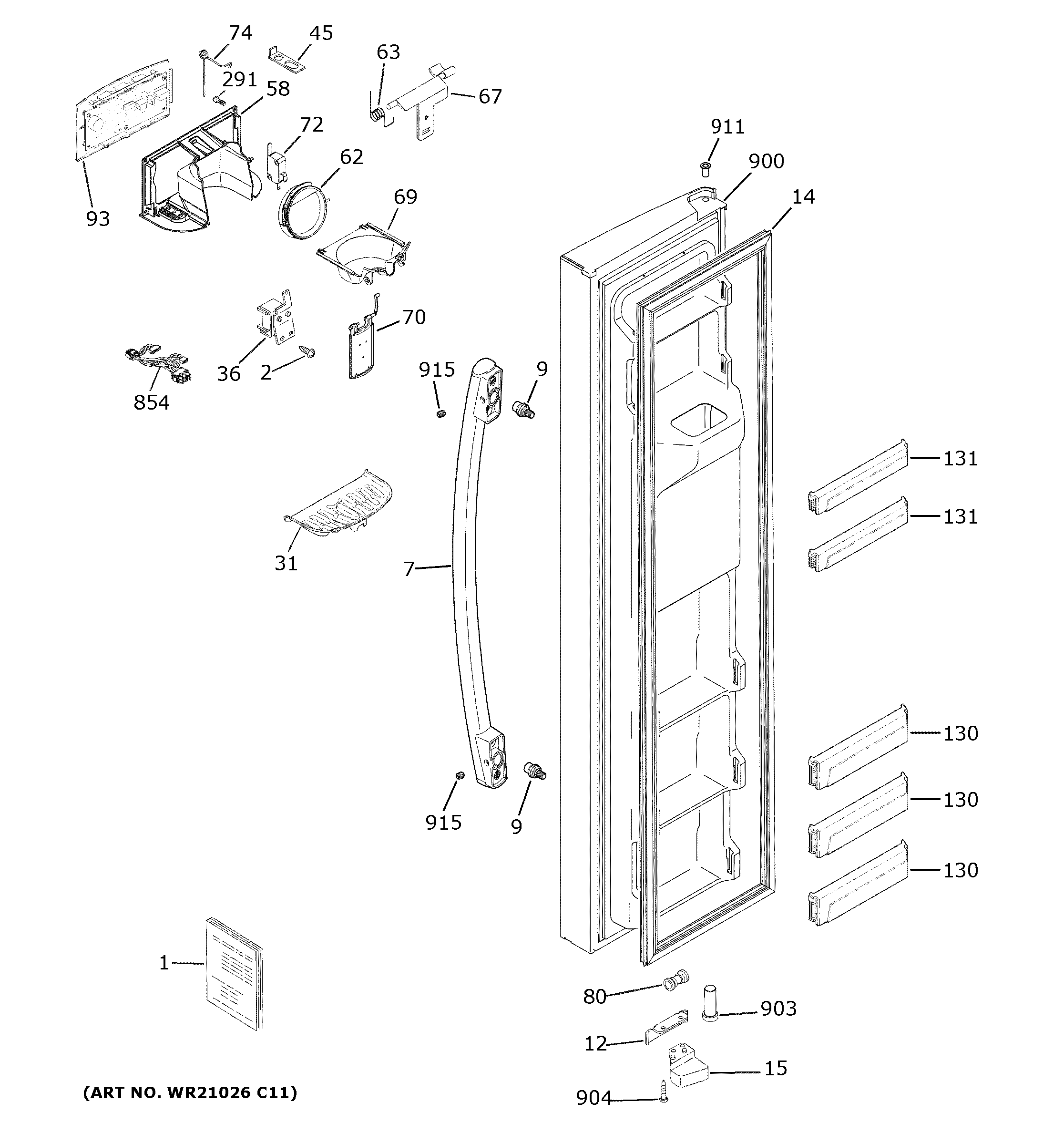 GE GSS25IGNXHBB freezer door diagram