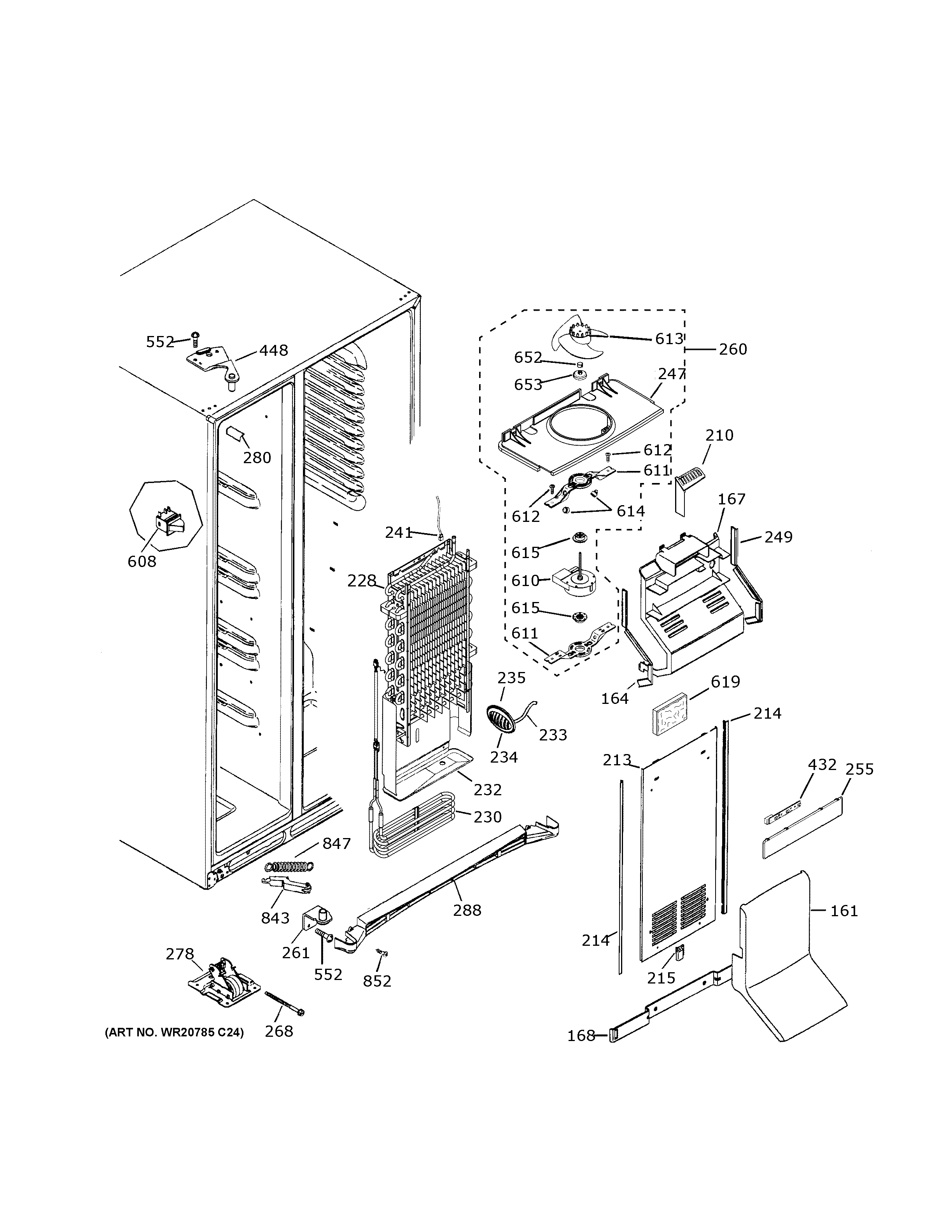 GE GSS25IGNXHBB freezer section diagram