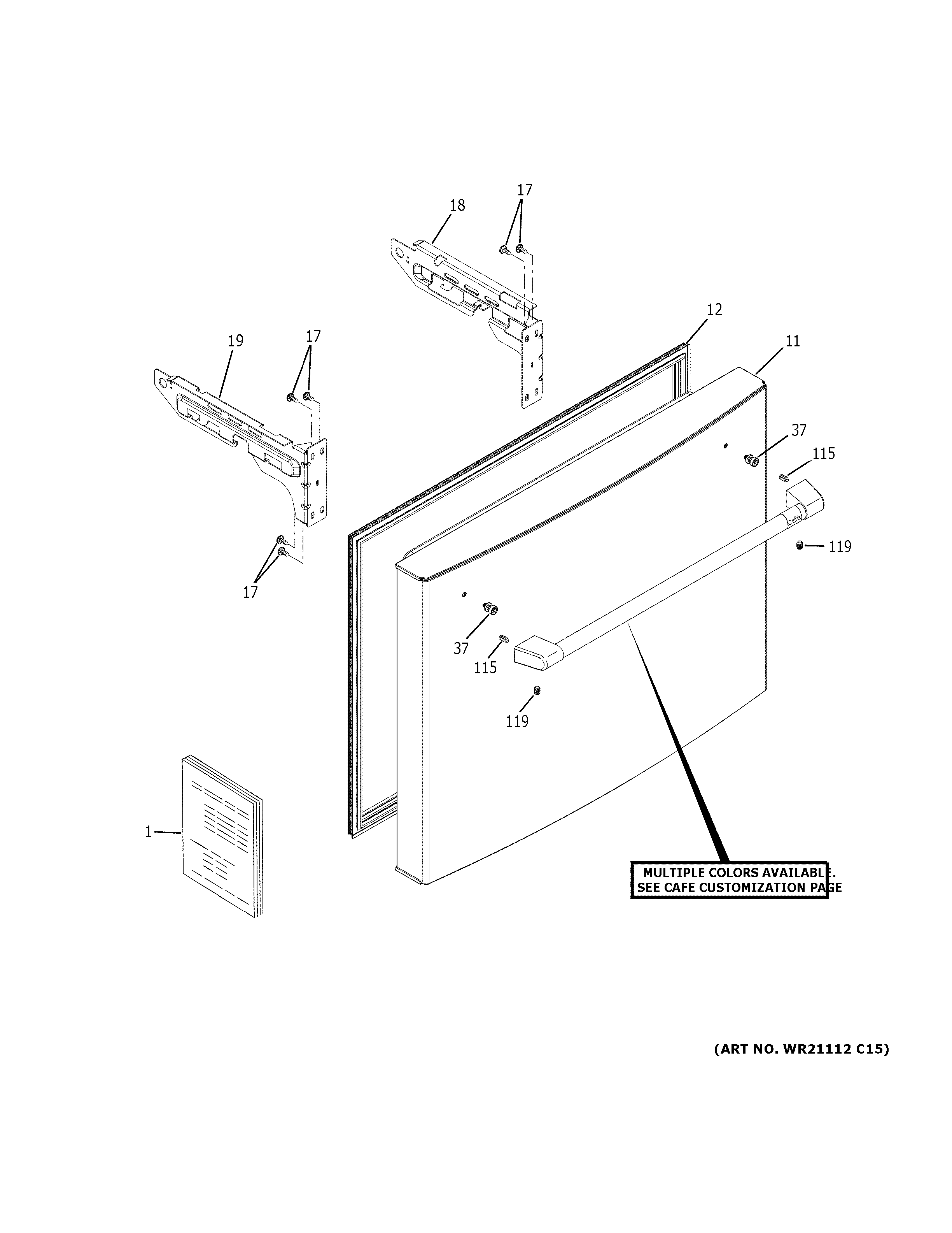 GE CWE19SP2NTS1 freezer door diagram