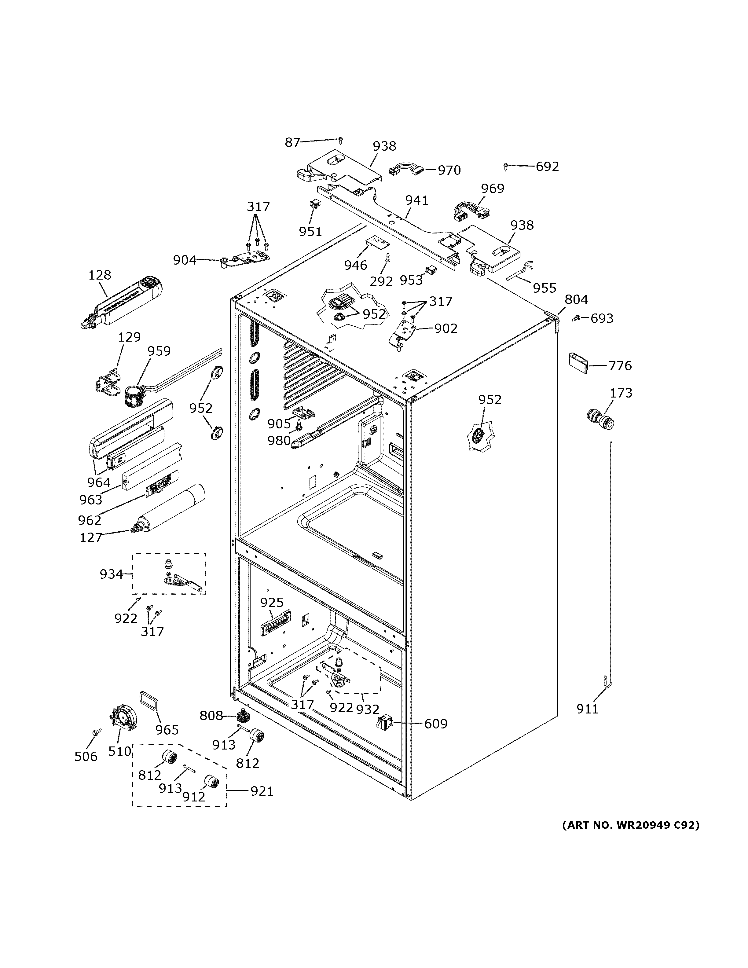 GE GFD28GMLKES case parts diagram