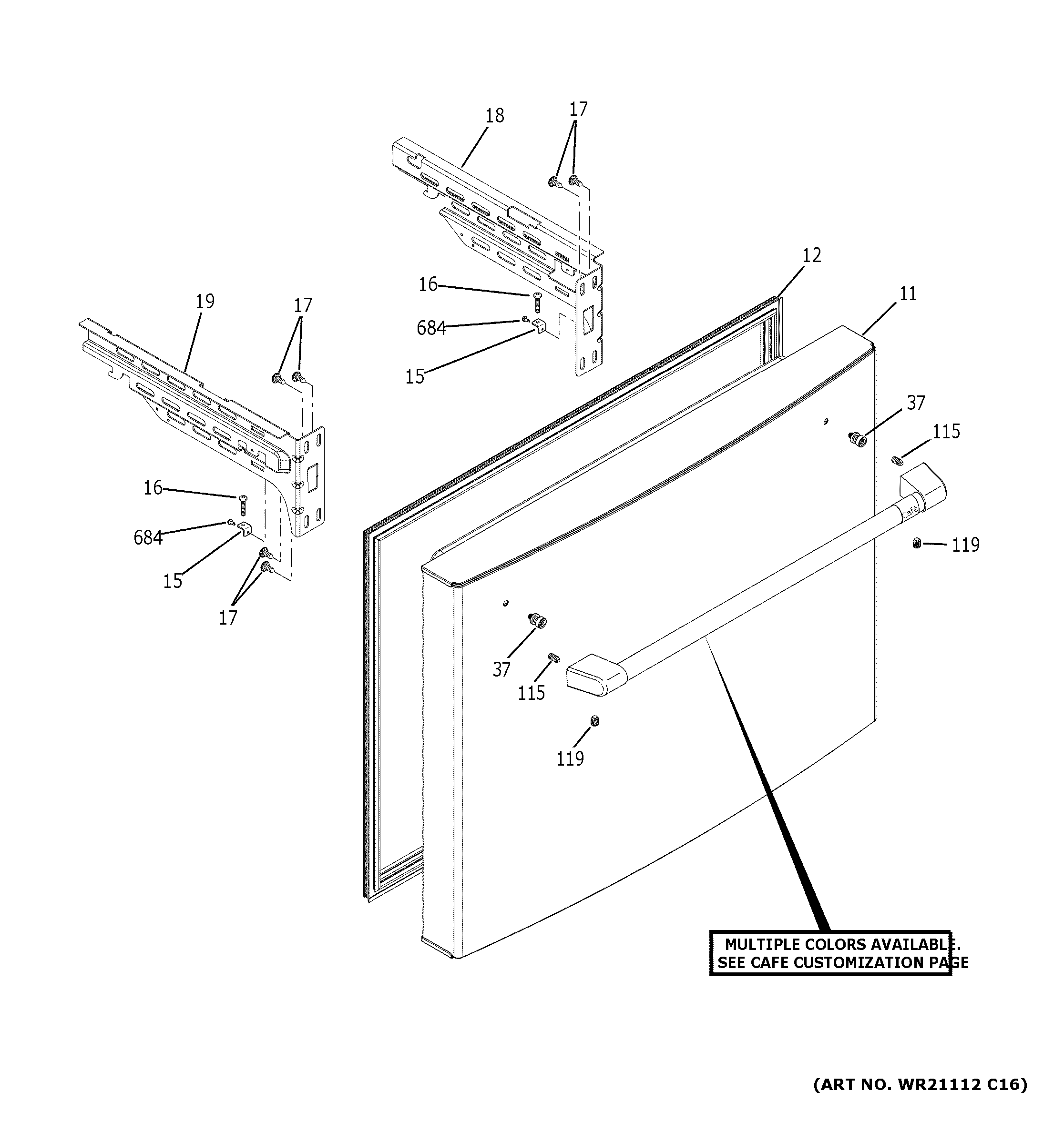 GE CFE26KP2NWS1 freezer door diagram