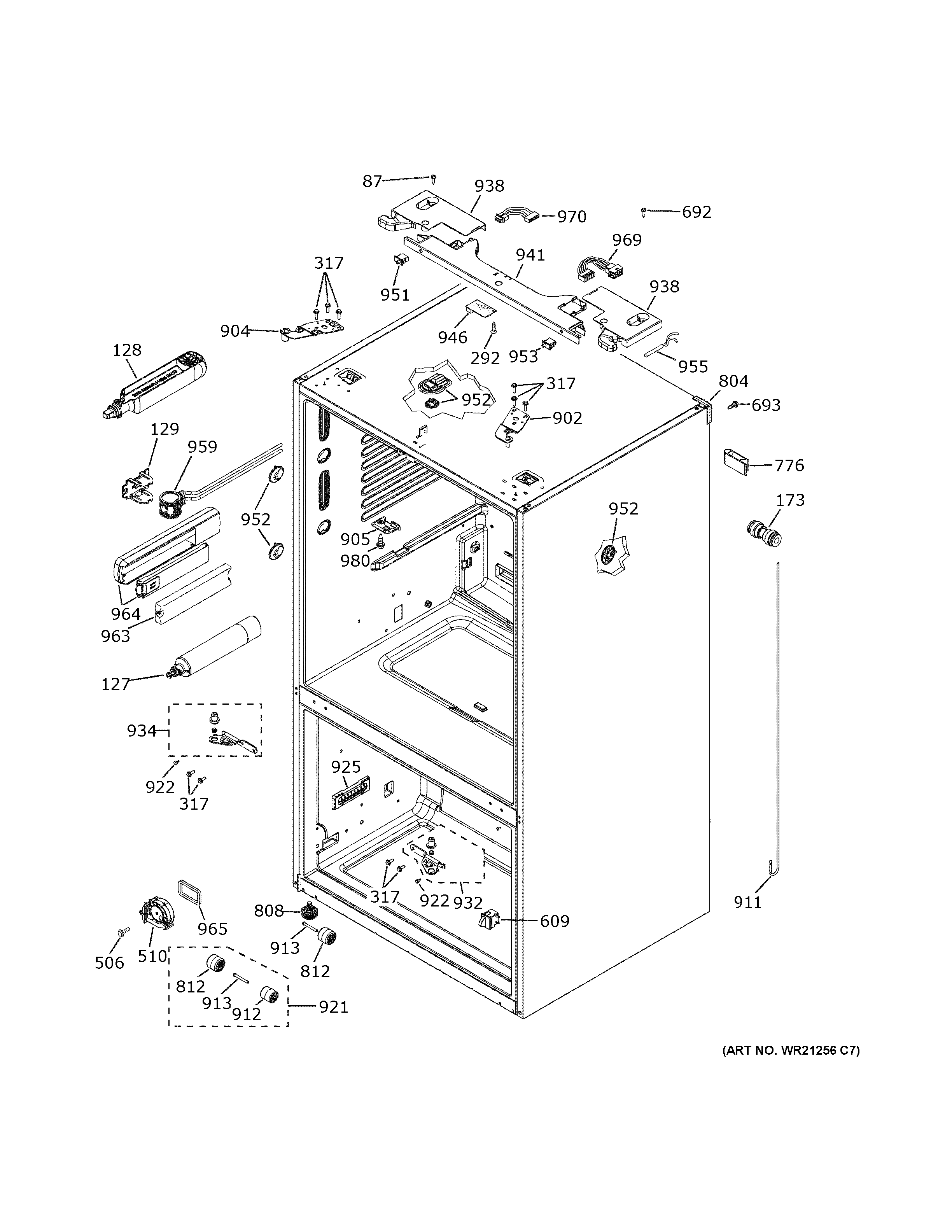 GE GFE28GELNDS case parts diagram
