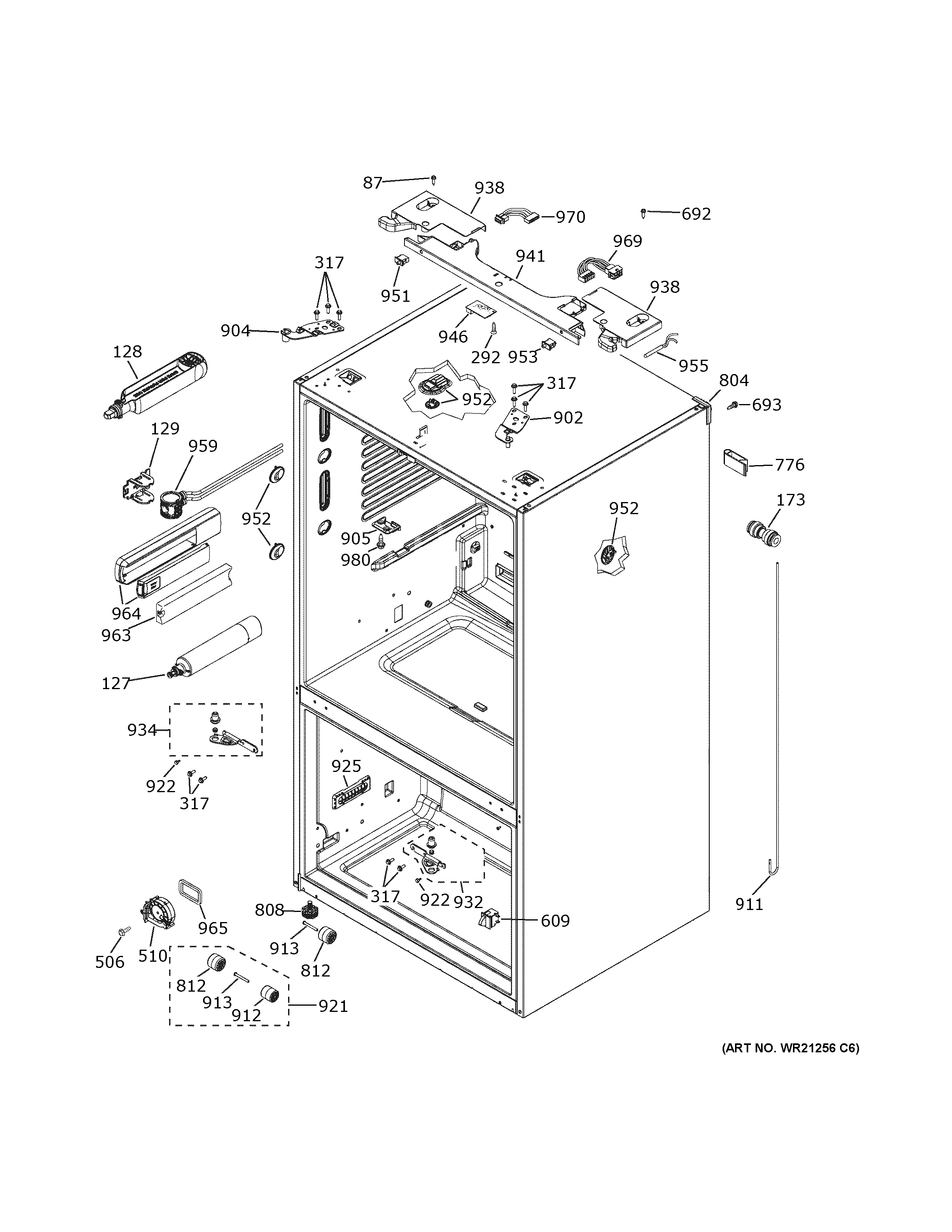 GE PFE28PYNIFS case parts diagram