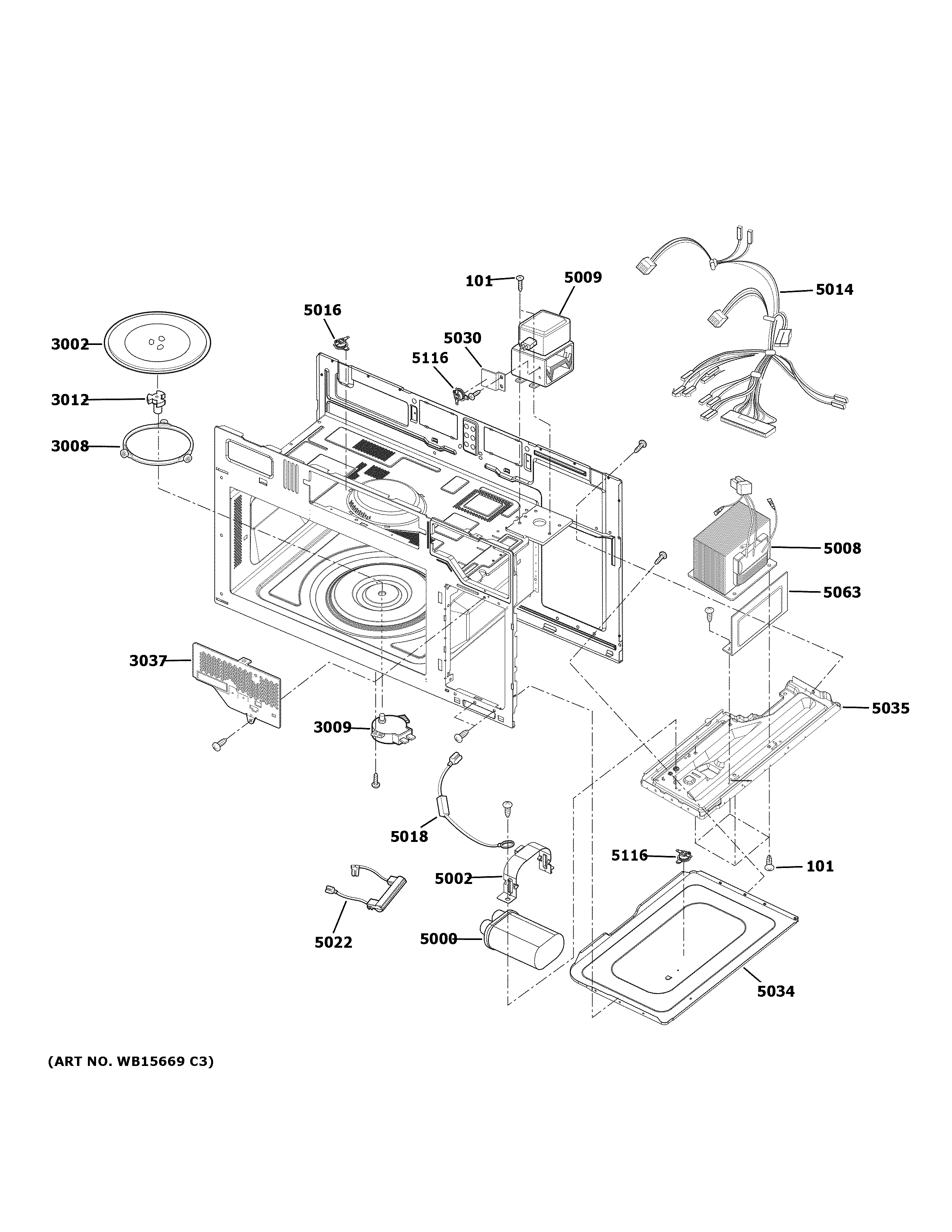 GE JVM3160DF8BB interior parts (1) diagram