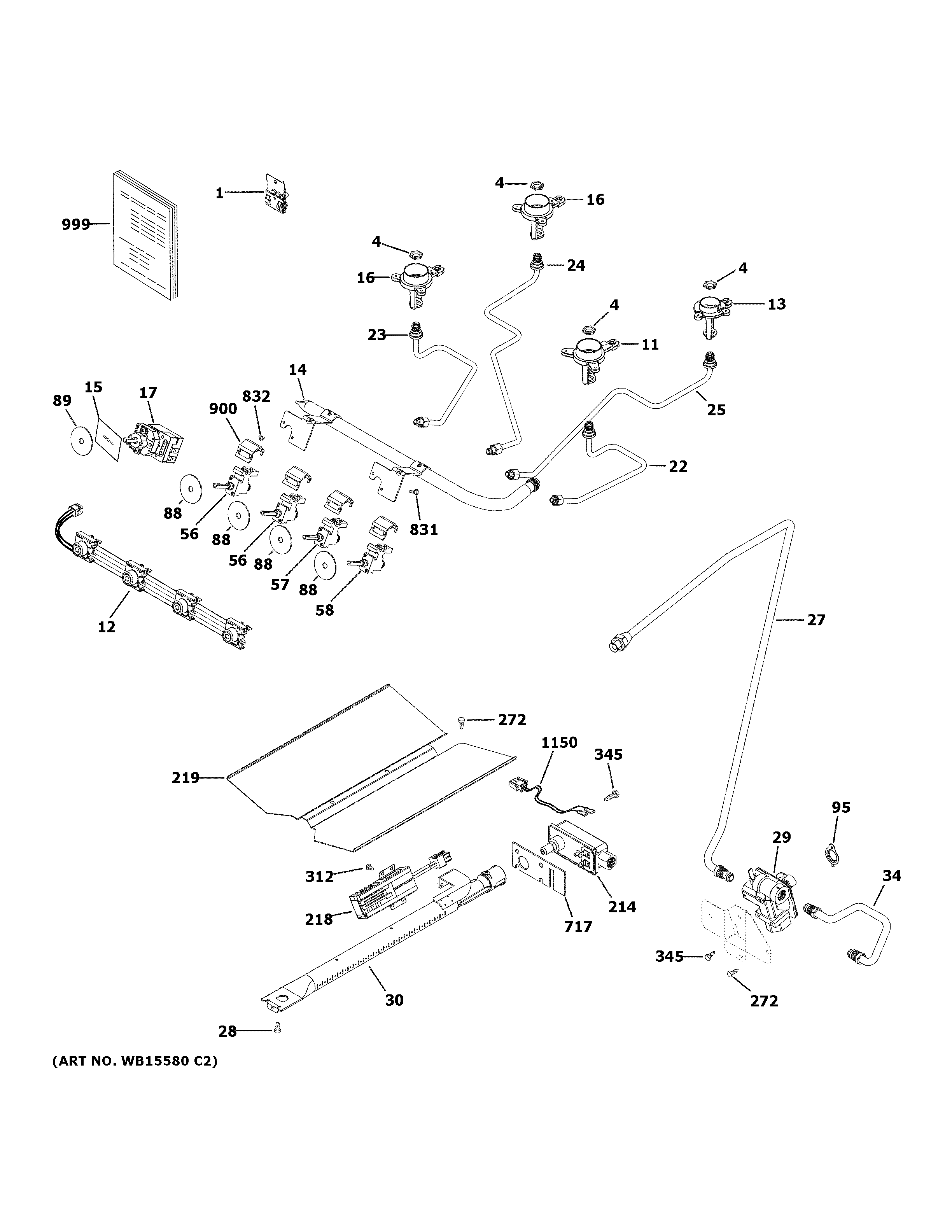 Hotpoint RGAS300DM1WW gas & burner parts diagram