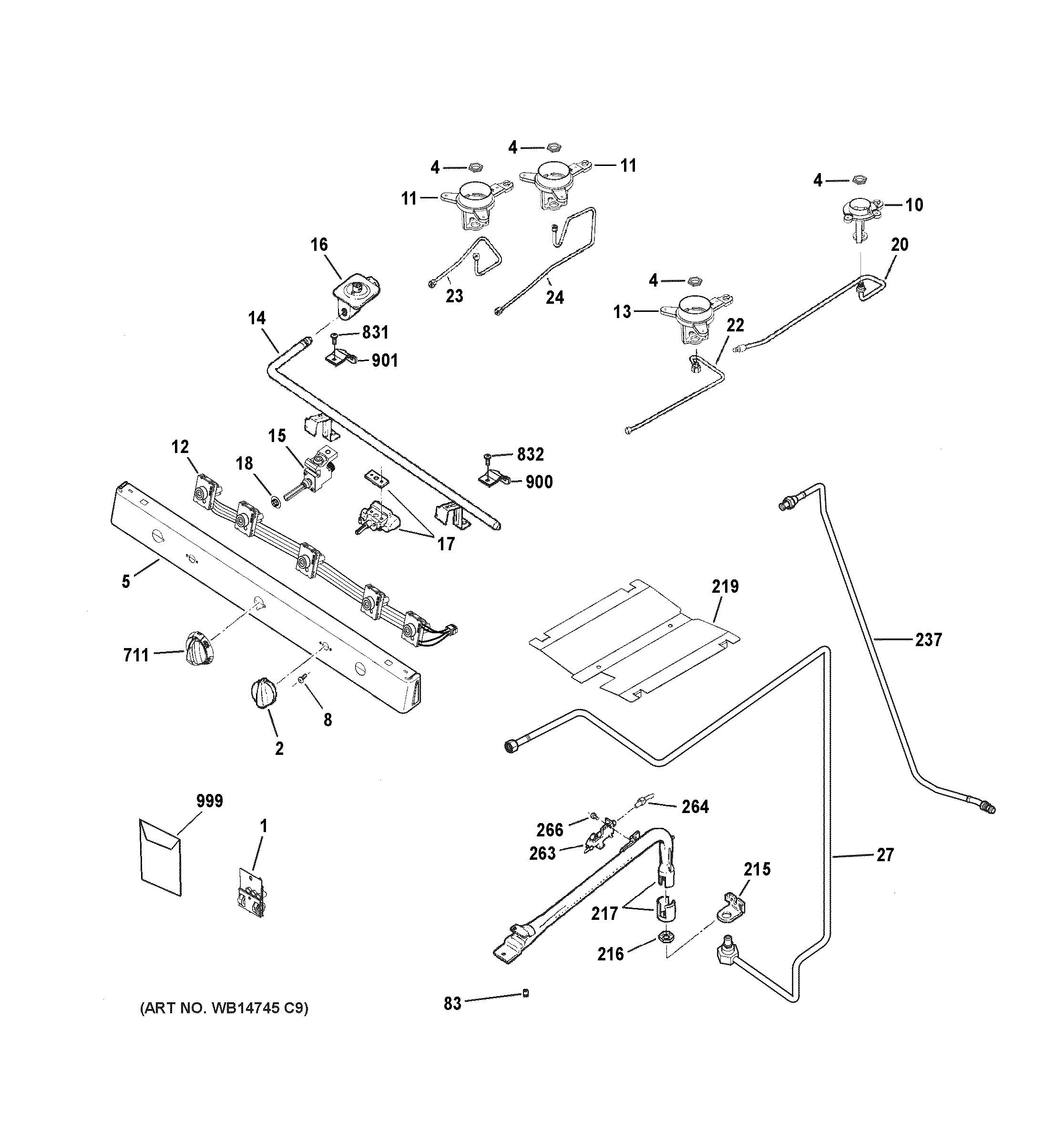 Hotpoint RGBS200DM1WW gas & burner parts diagram