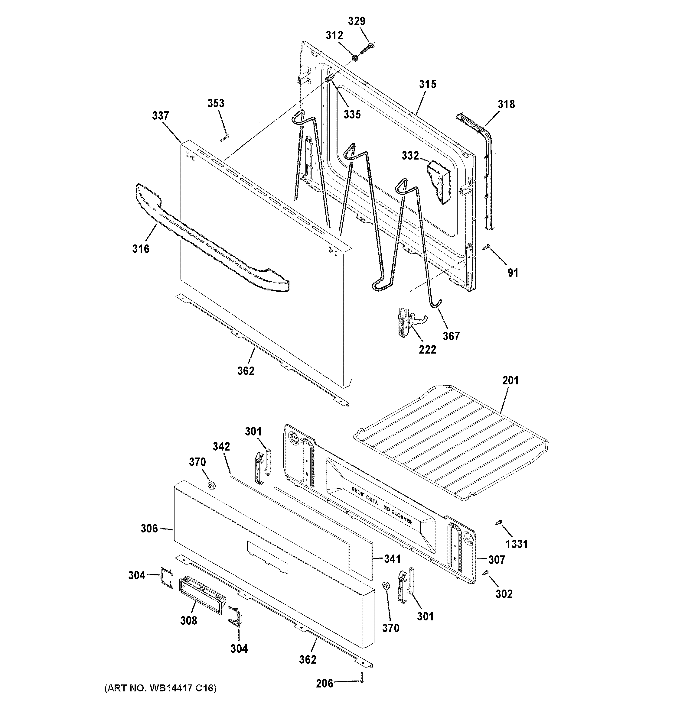 Hotpoint RGBS300DM2WW door & drawer parts diagram