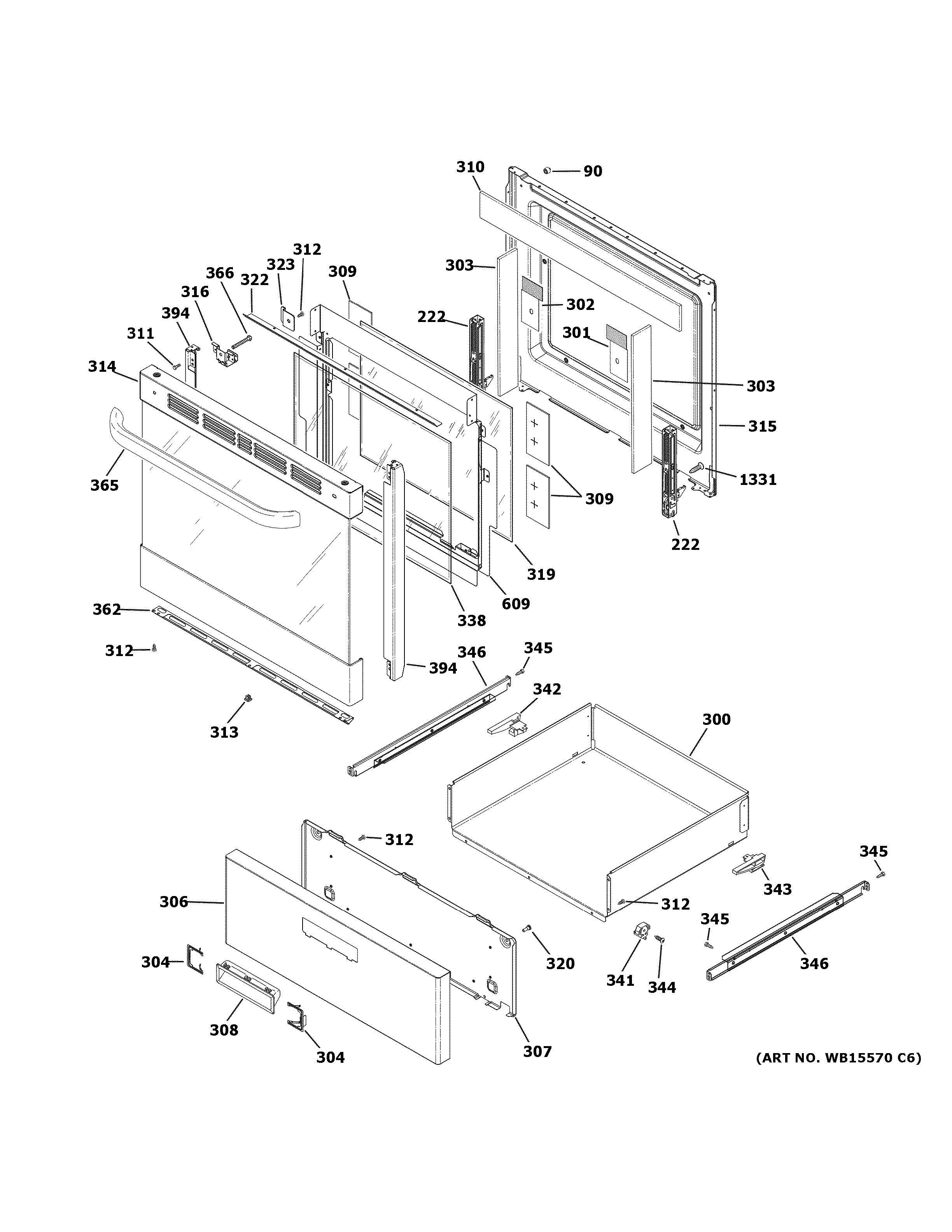 Haier QGAS740RM1SS door & drawer parts diagram