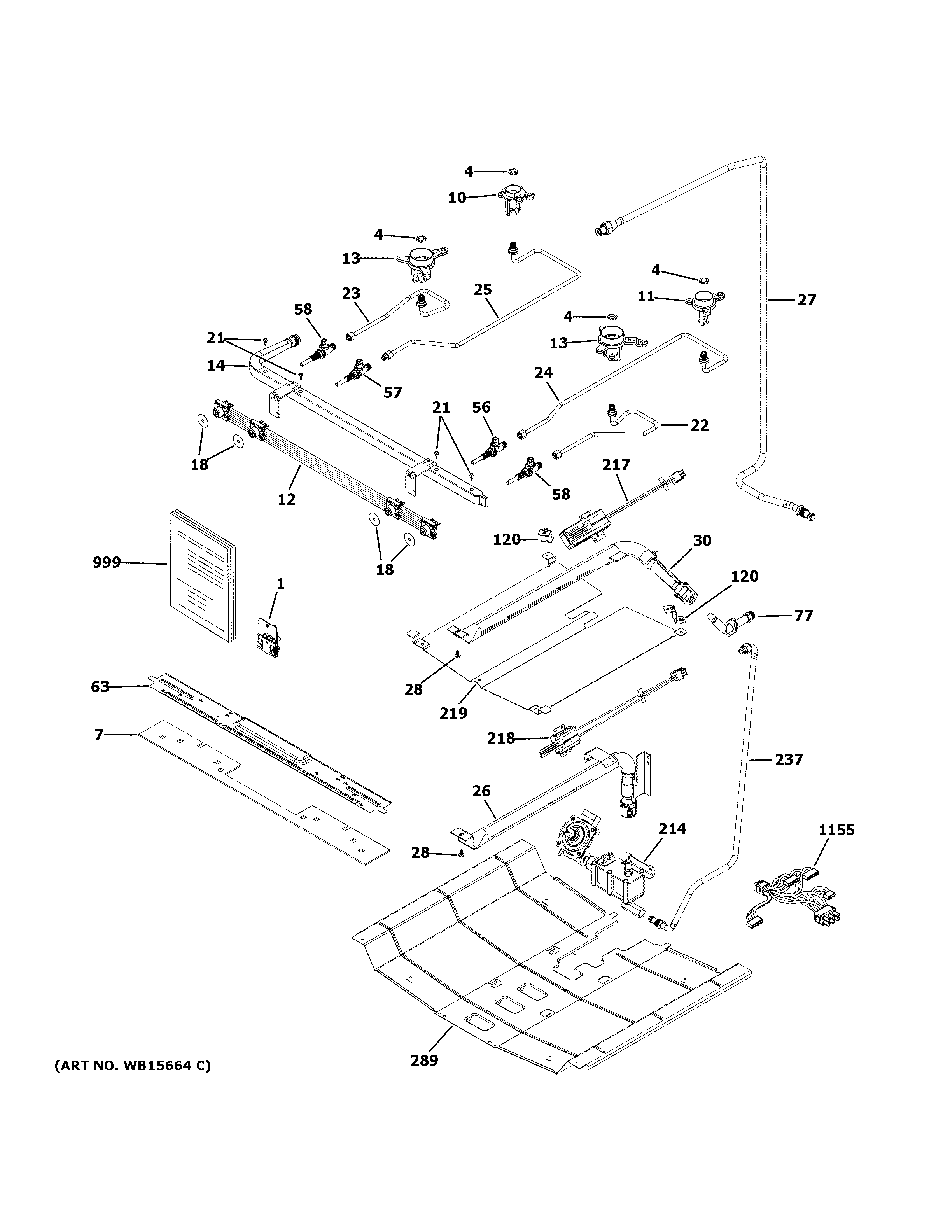 Haier QGSS740RN1SS gas & burner parts diagram