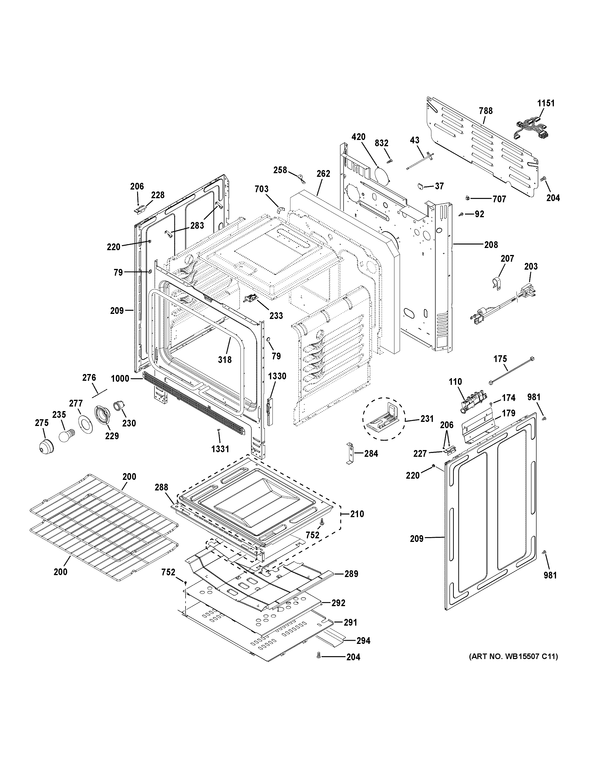 GE JGSS66SEL3SS body parts diagram