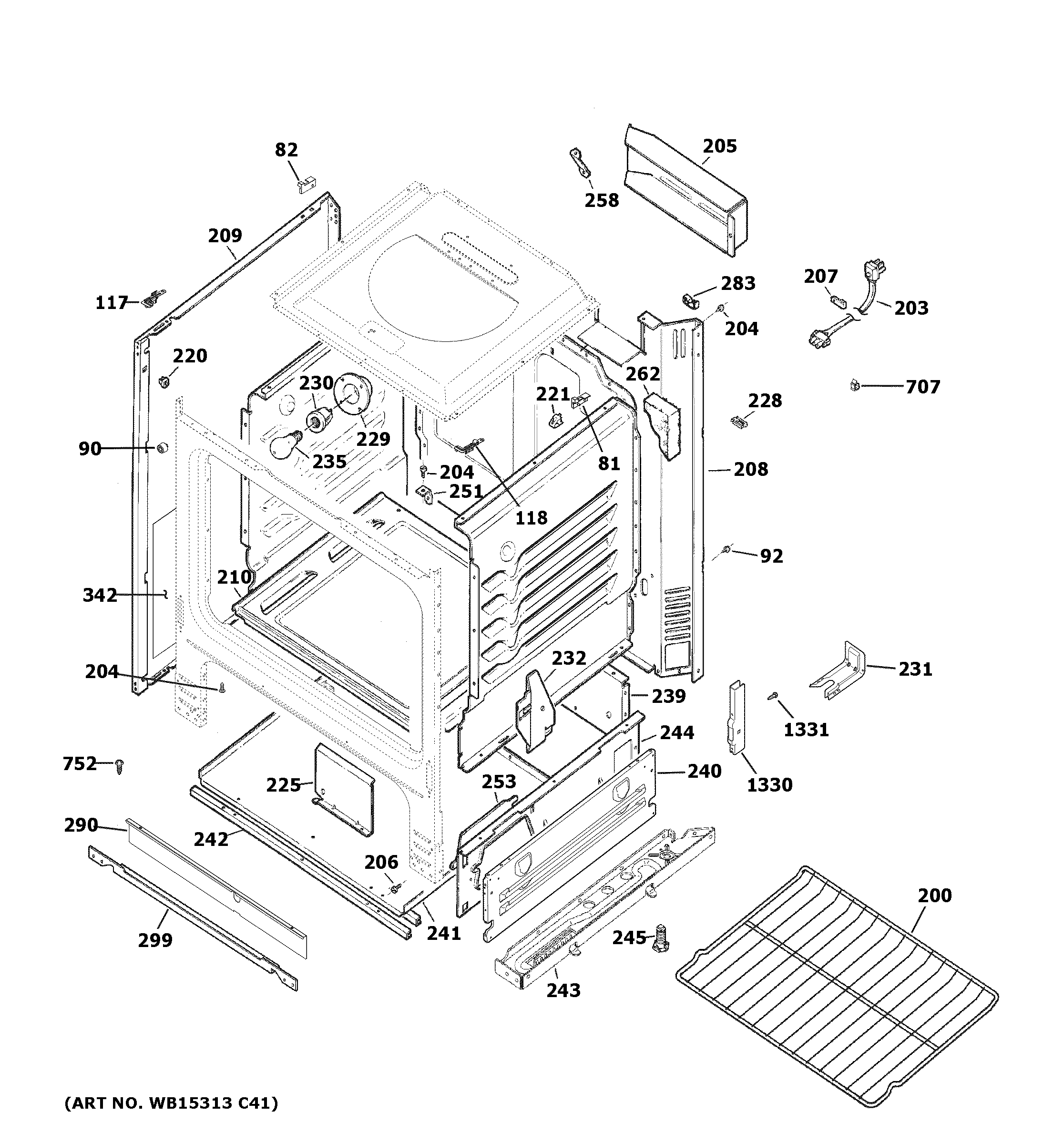 GE JGBS30DEK5WW body parts diagram