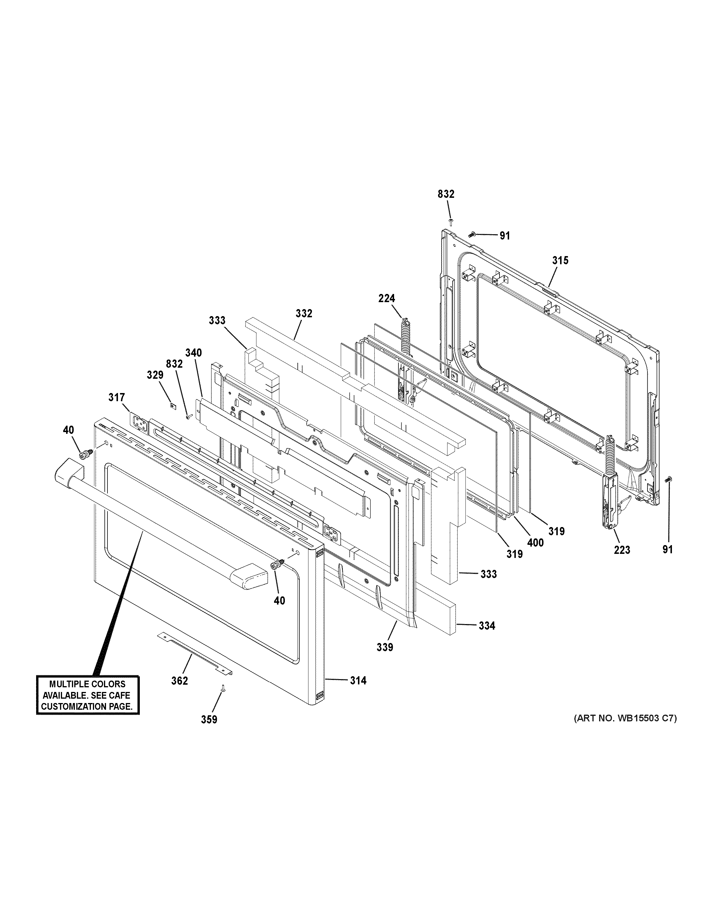 GE CGS750P4M3W2 lower door diagram