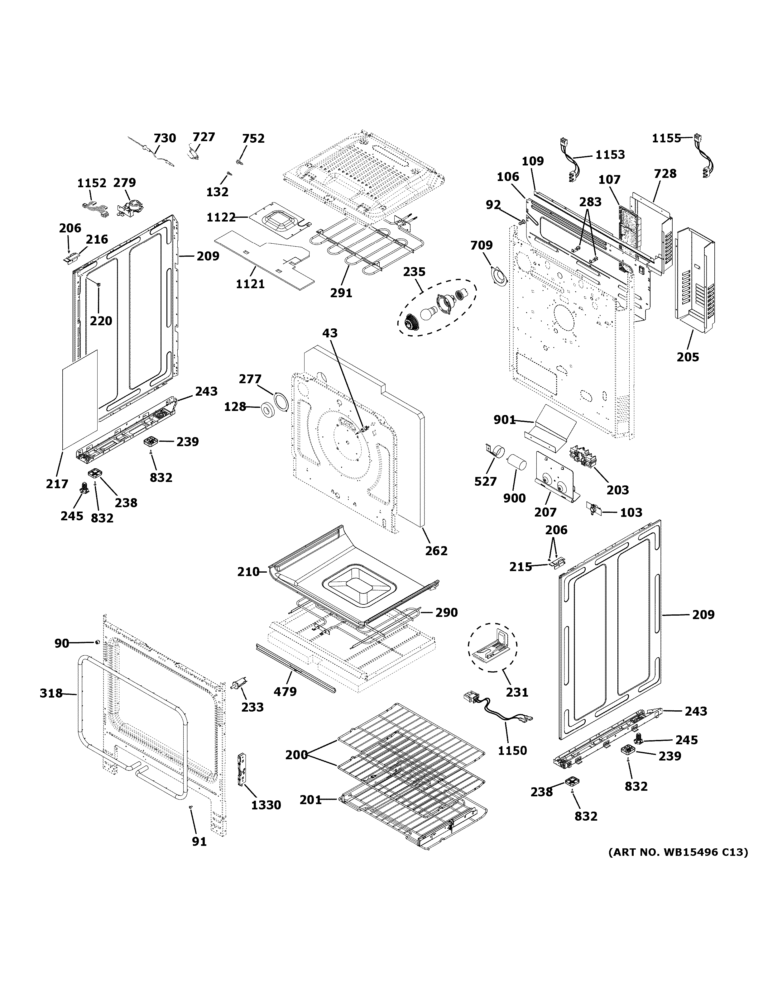 GE C2S900P2M2S1 body parts diagram