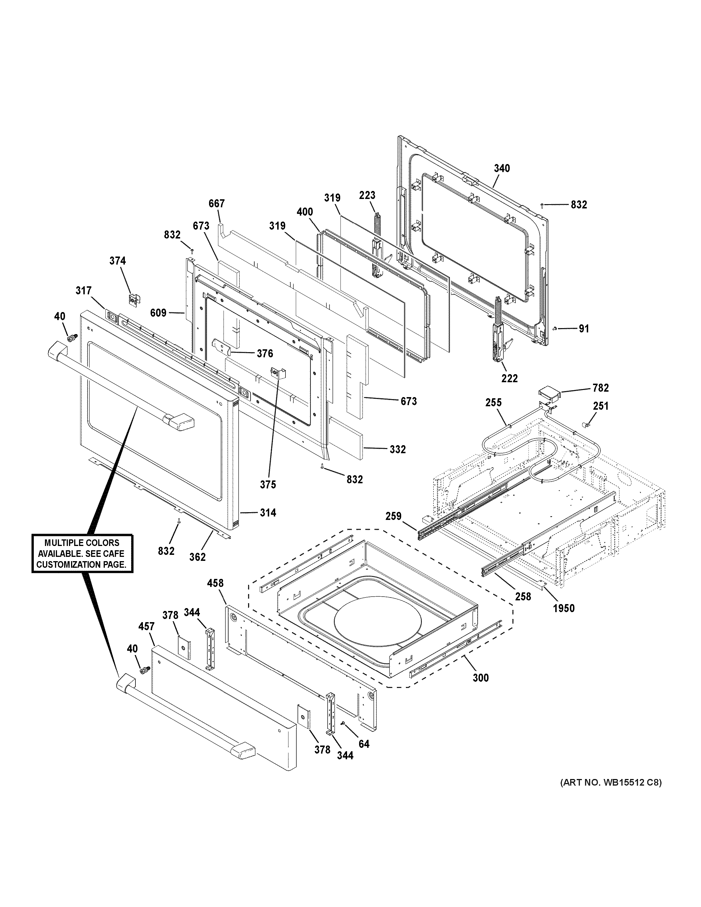 GE C2S900P2M2S1 door & drawer parts diagram