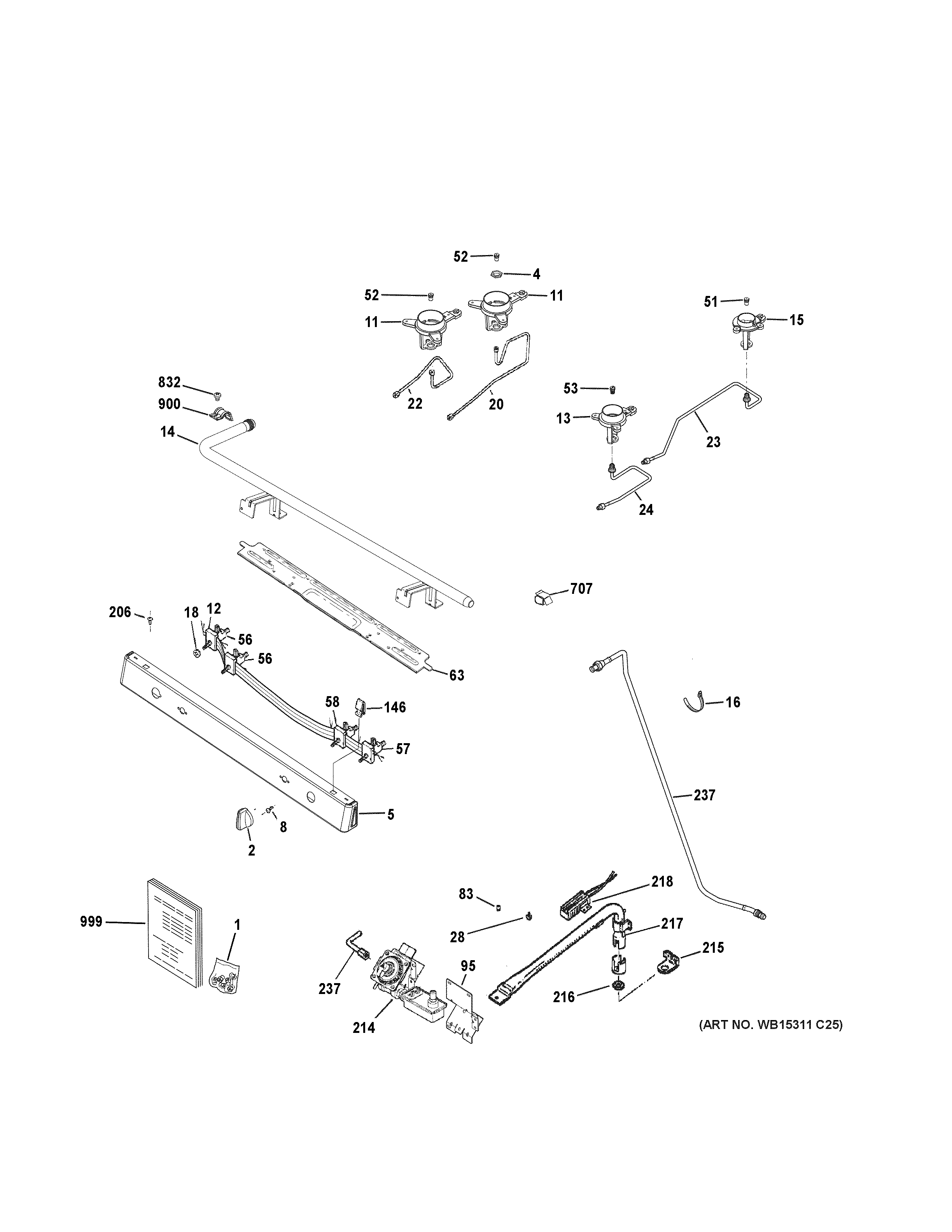 GE JGBS60DEK7WW gas & burner parts diagram
