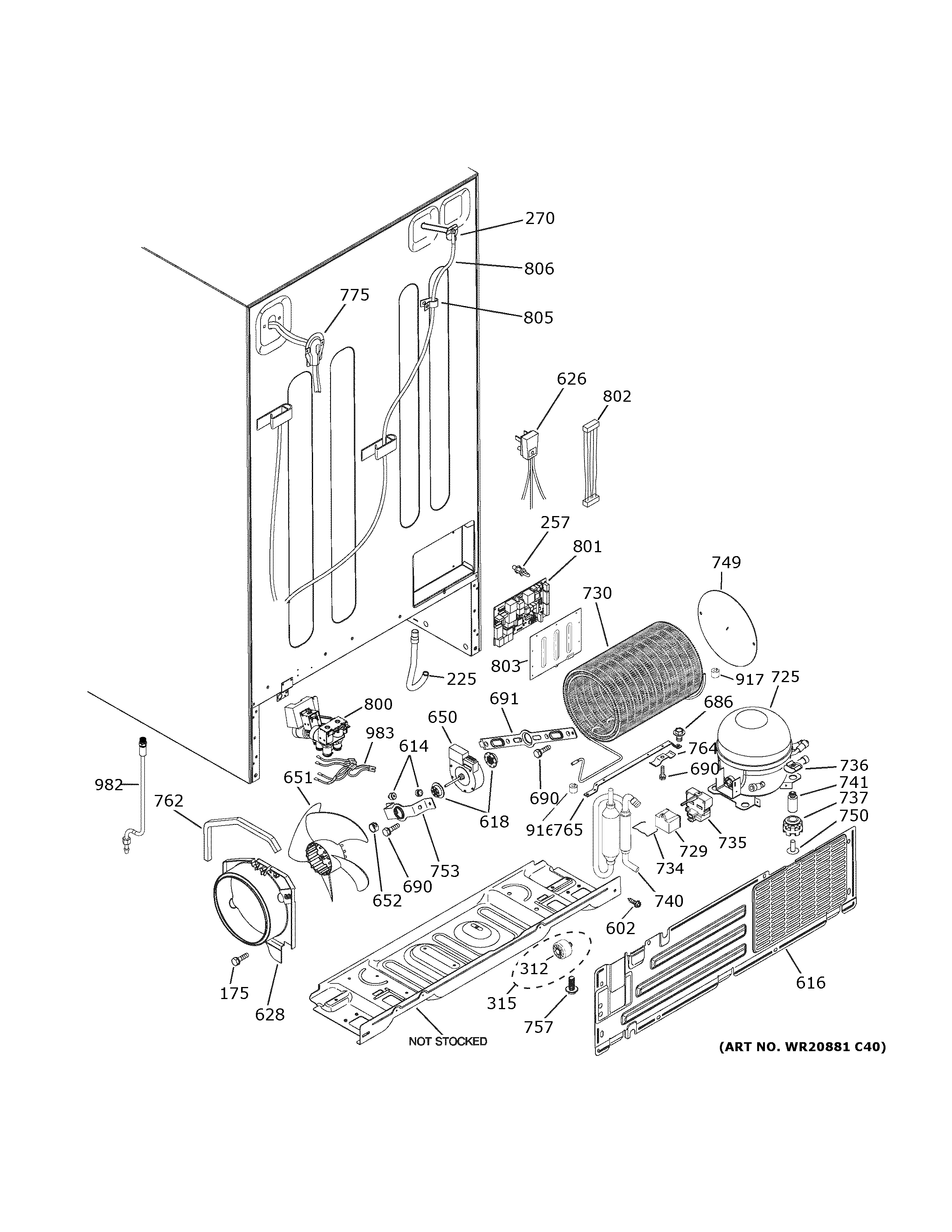 GE GSS25IYNRHFS machine compartment diagram