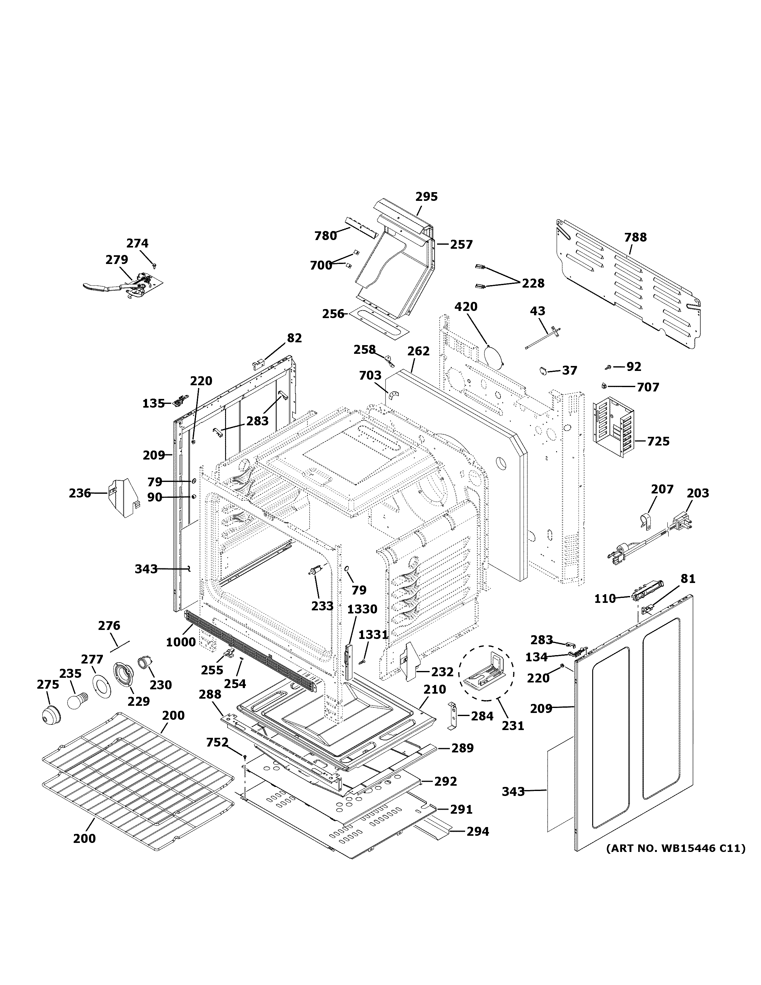 GE JGB735SP1SS body parts diagram