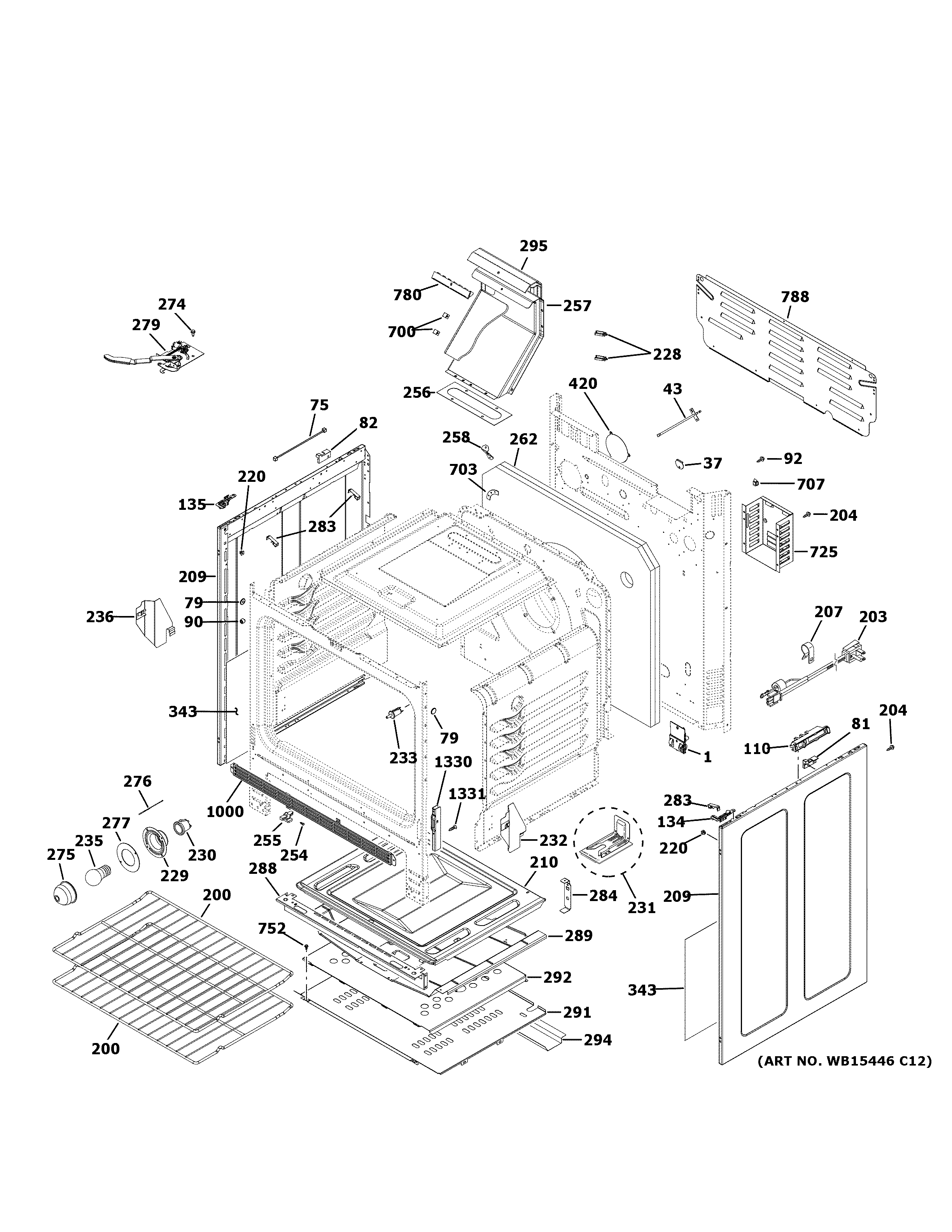 GE JGB735DP1WW body parts diagram