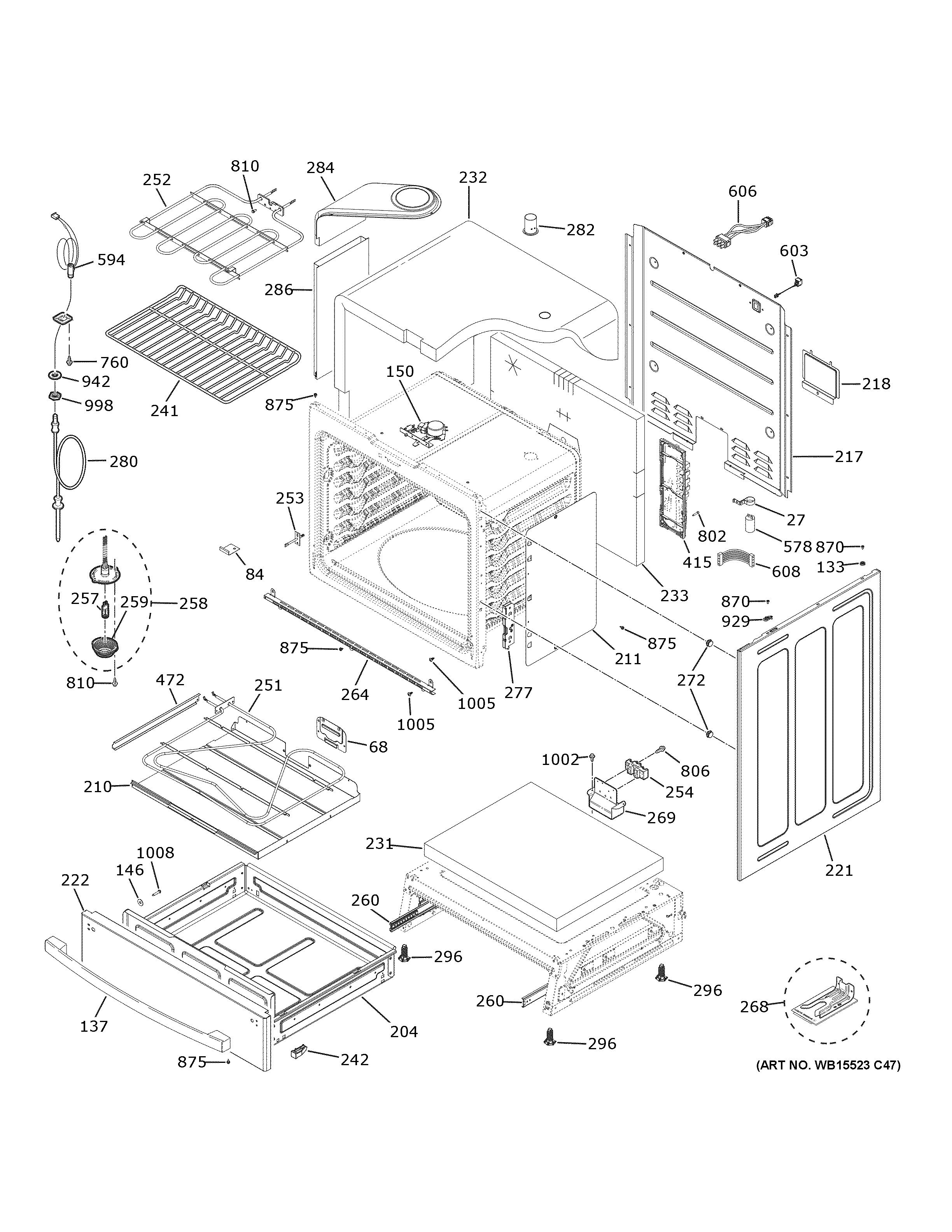 GE PHS930BP7TS body parts diagram