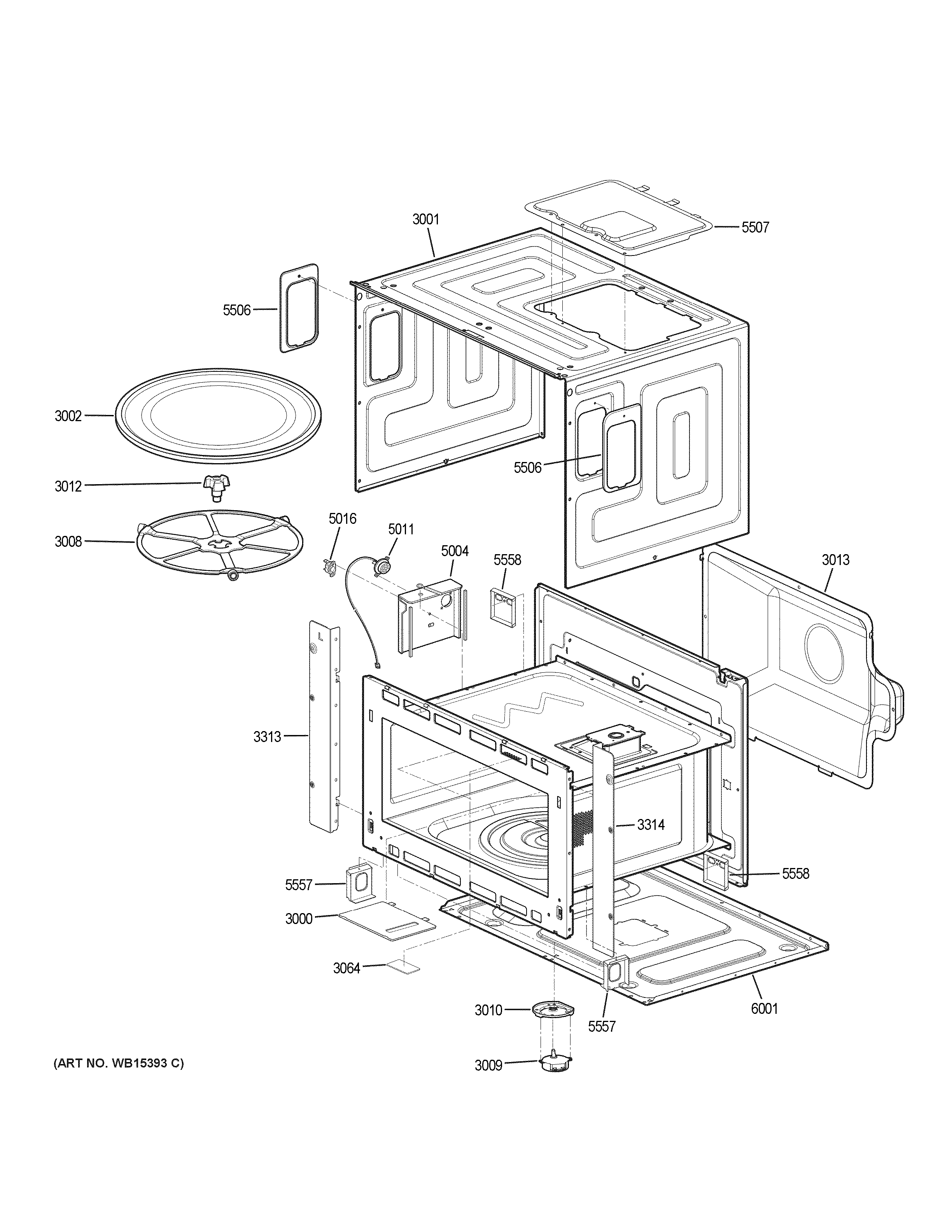GE JT3800SH7SS oven cavity parts diagram