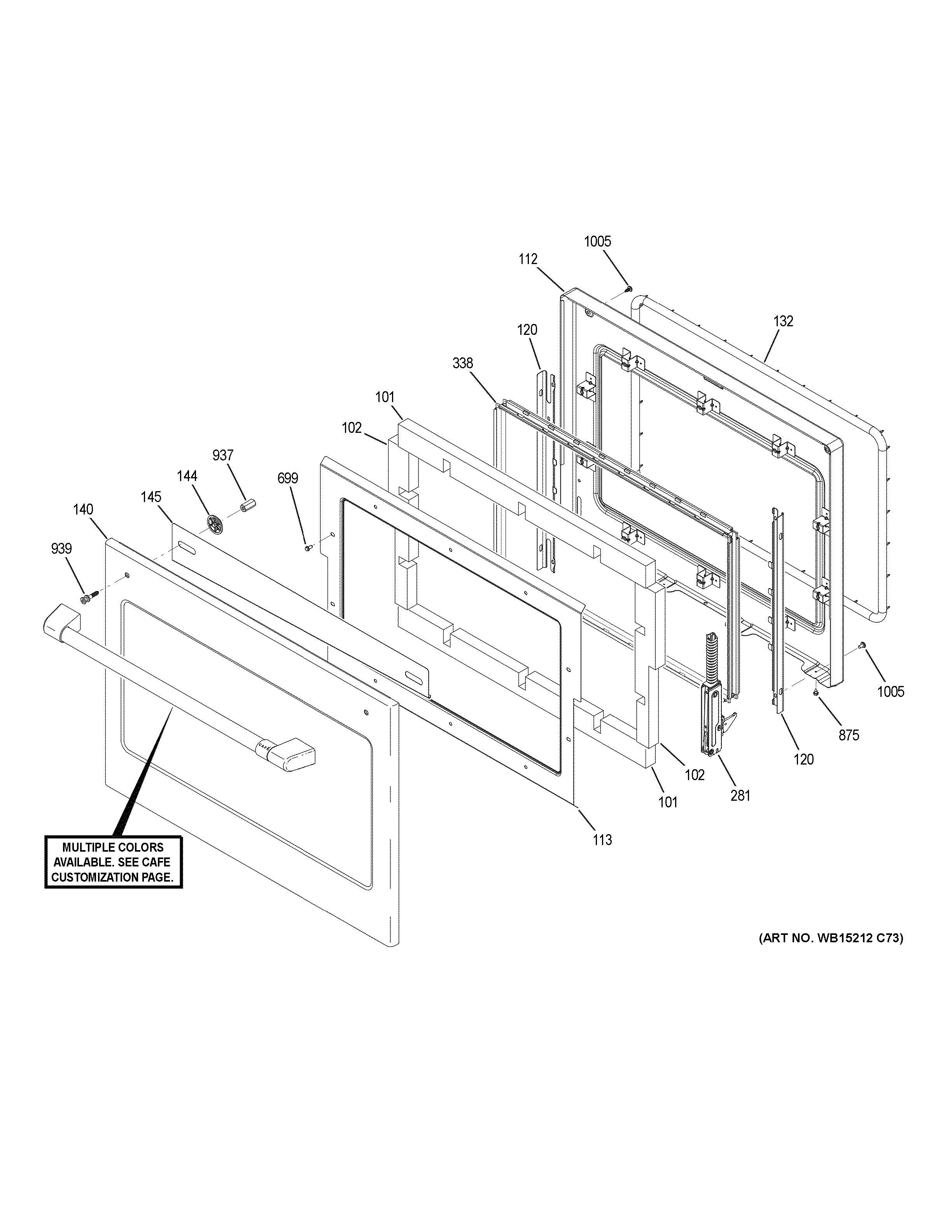 GE CTC912P2N1S1 oven door diagram