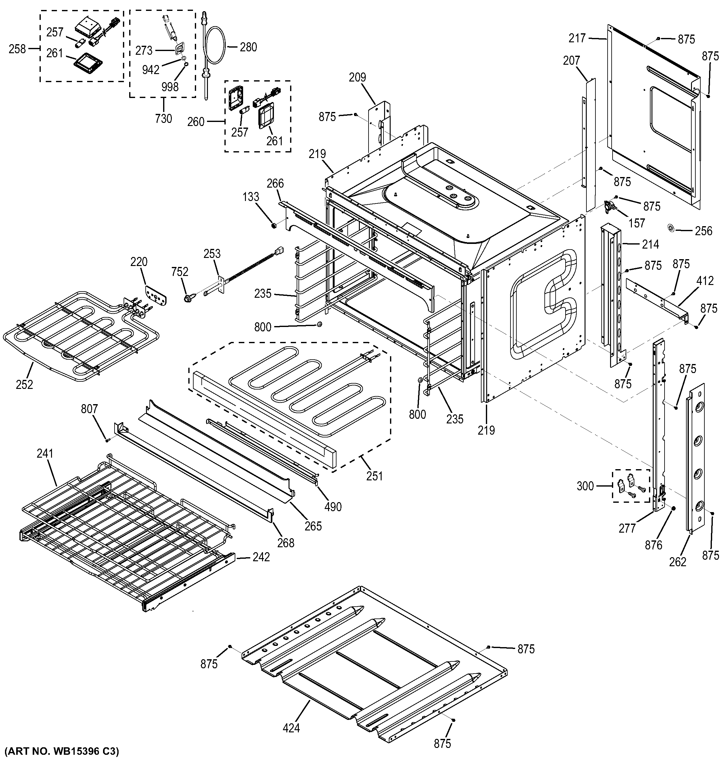 GE PT9800SH2SS body parts diagram