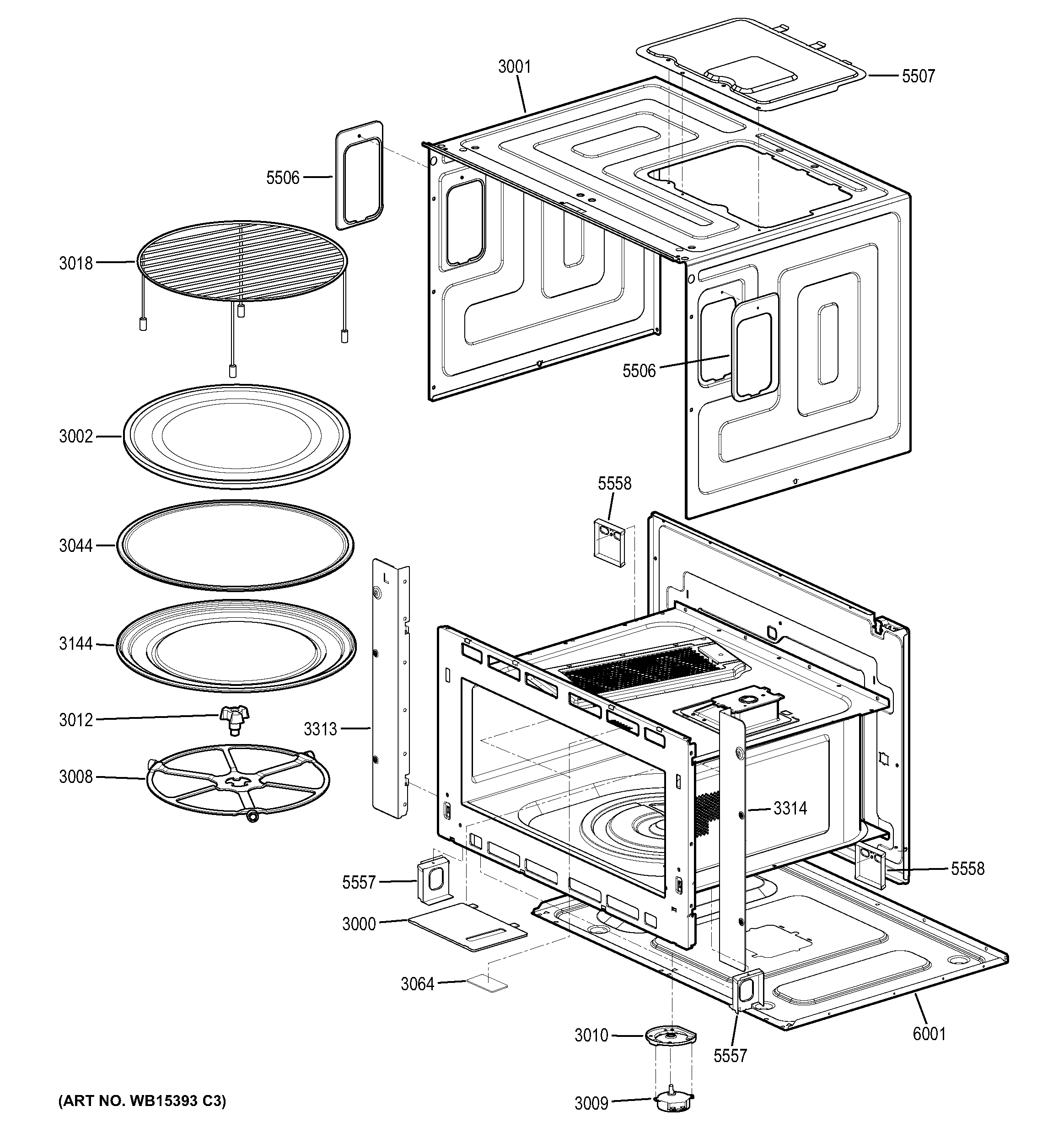 GE PT9800SH3SS oven cavity parts diagram