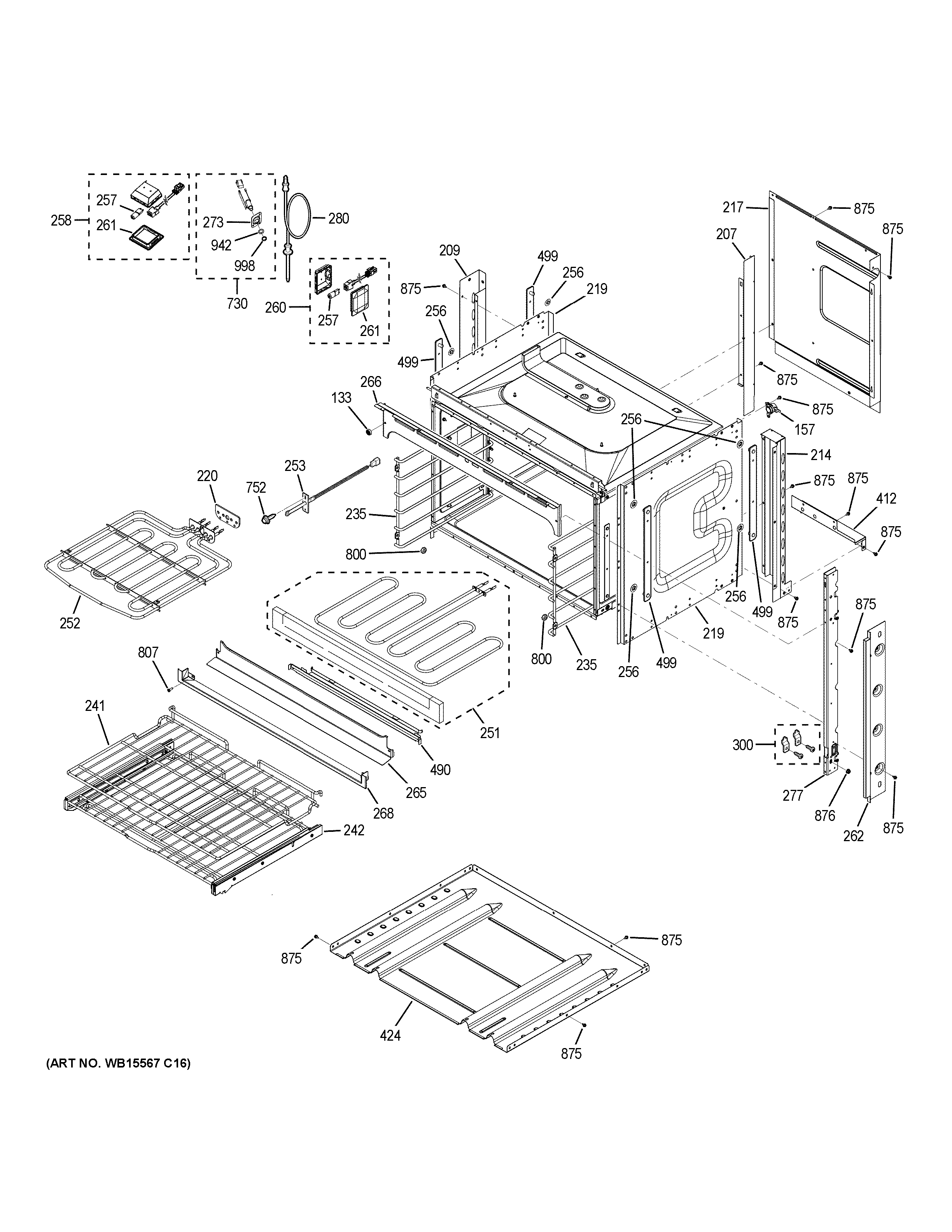 GE PT9800SH8SS body parts diagram