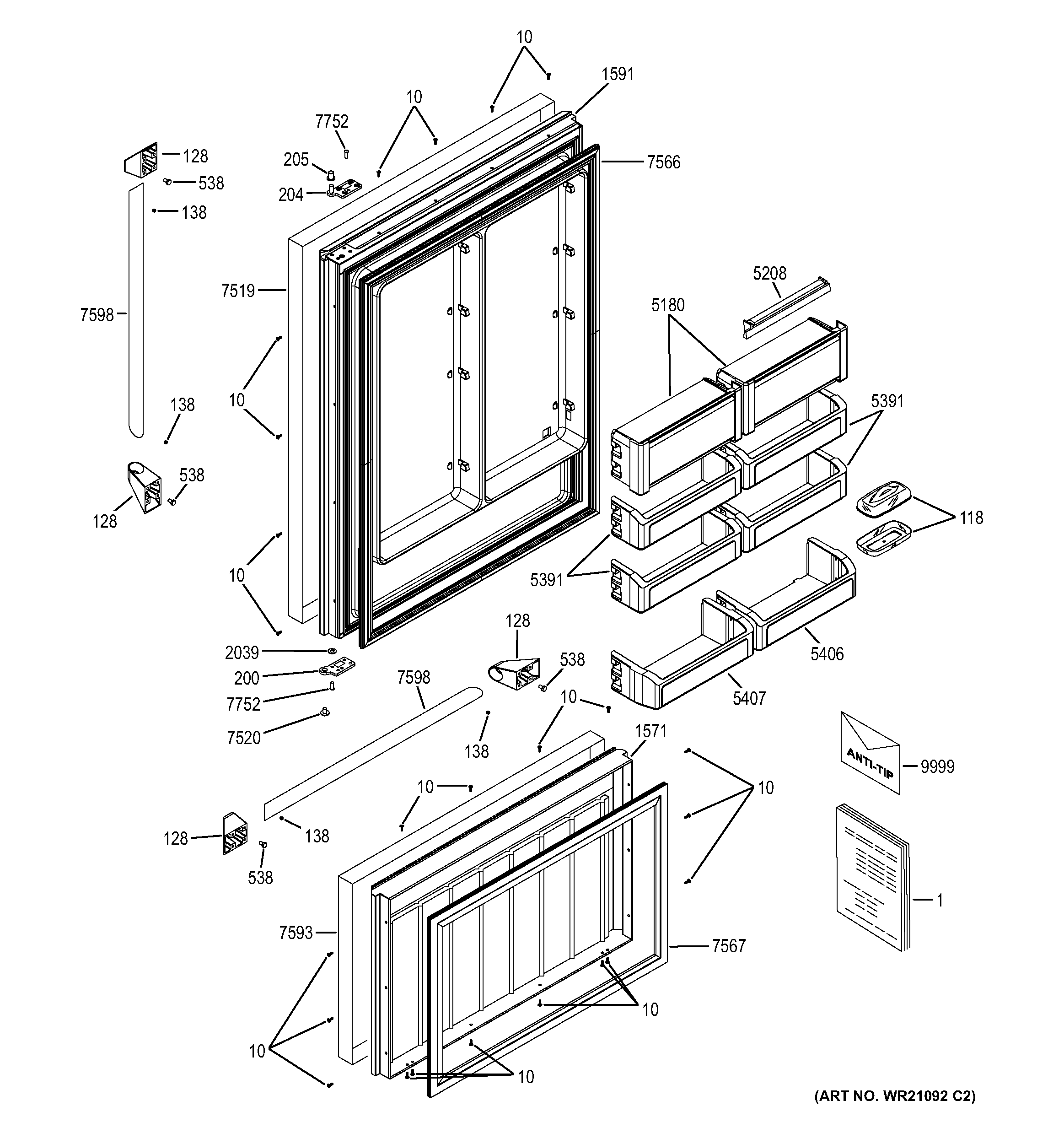 GE ZICP360NXDLH doors diagram