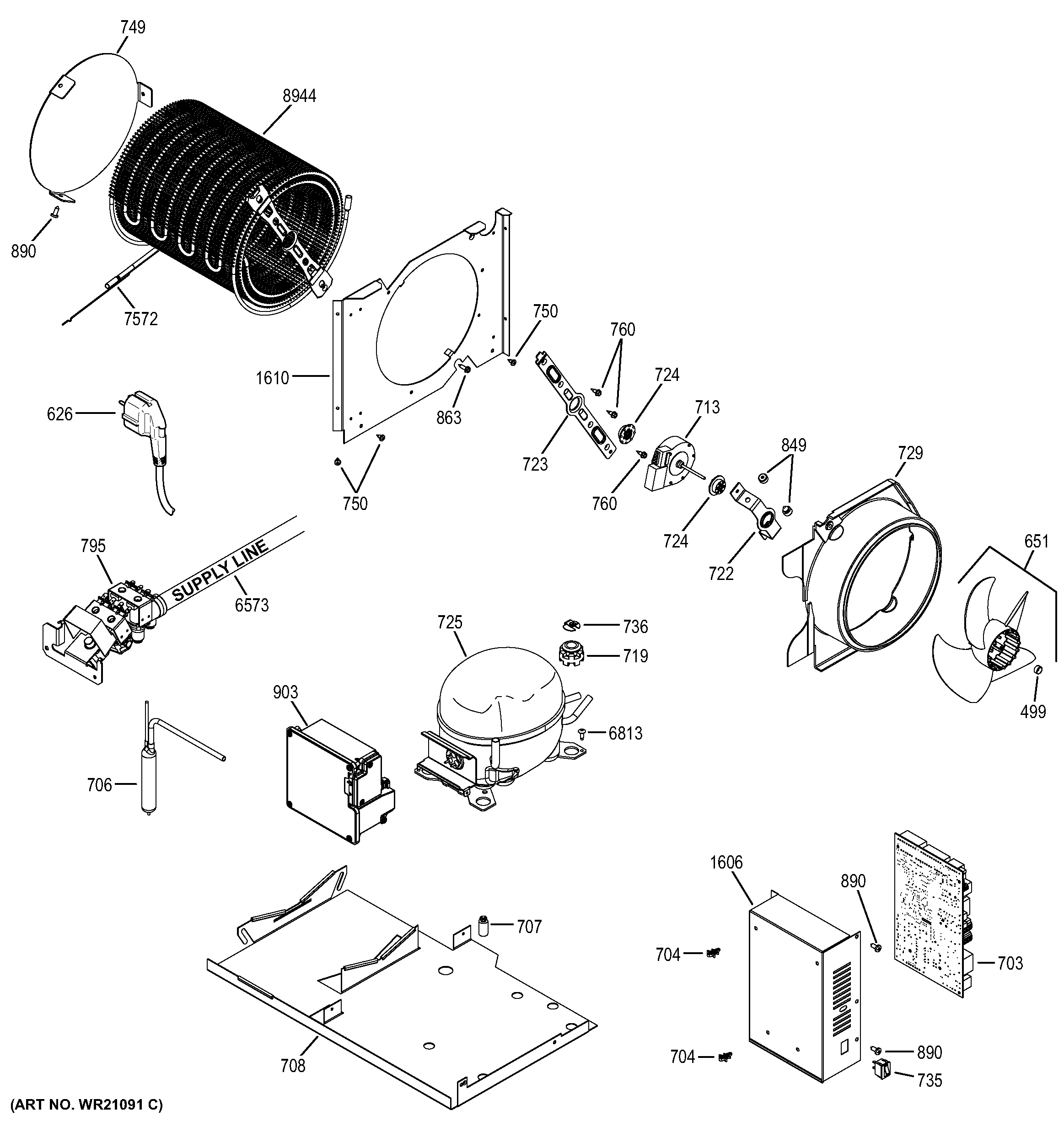 GE ZICP360NXDLH machine compartment diagram