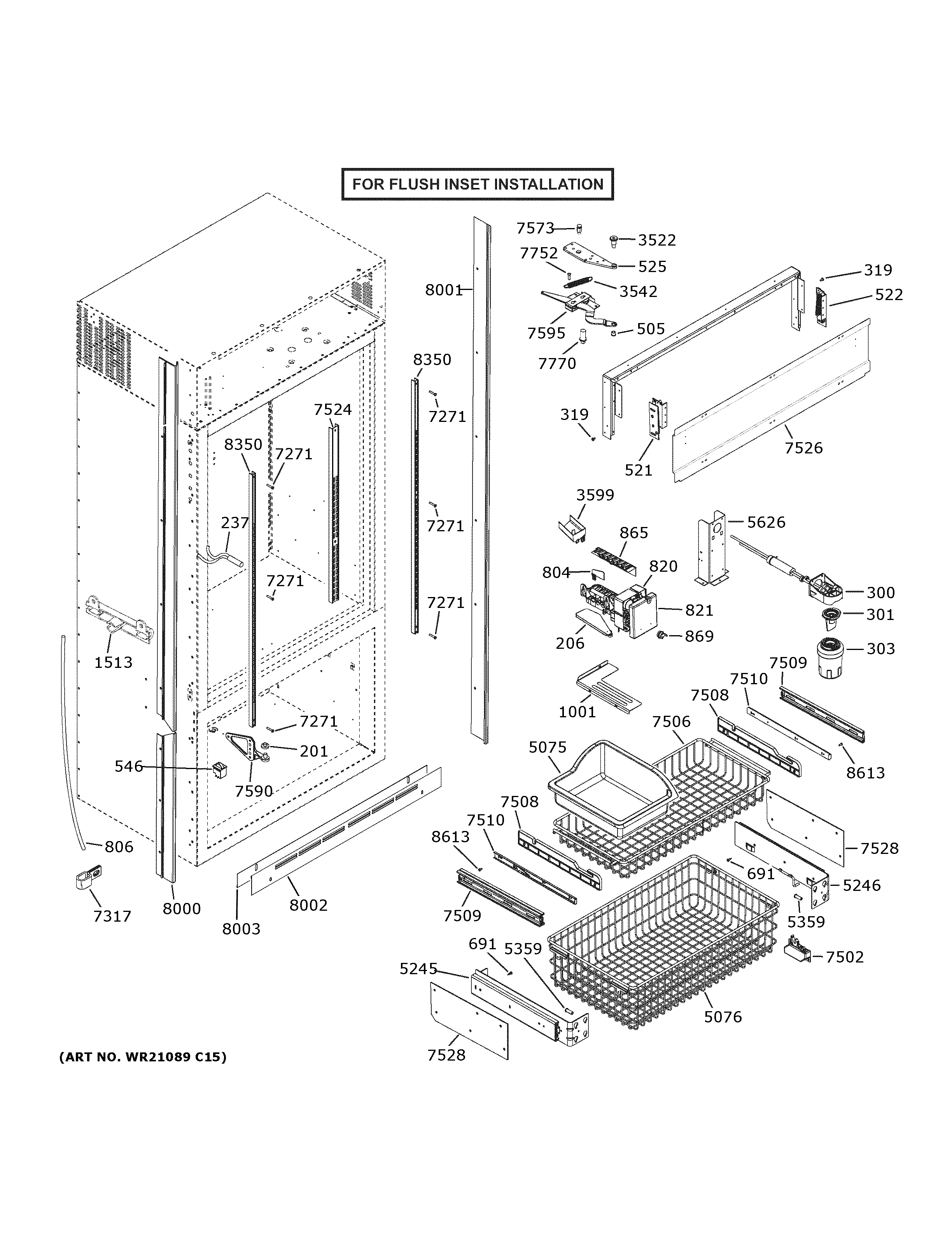 GE ZIC360NHCRH cabinet - flush inset diagram