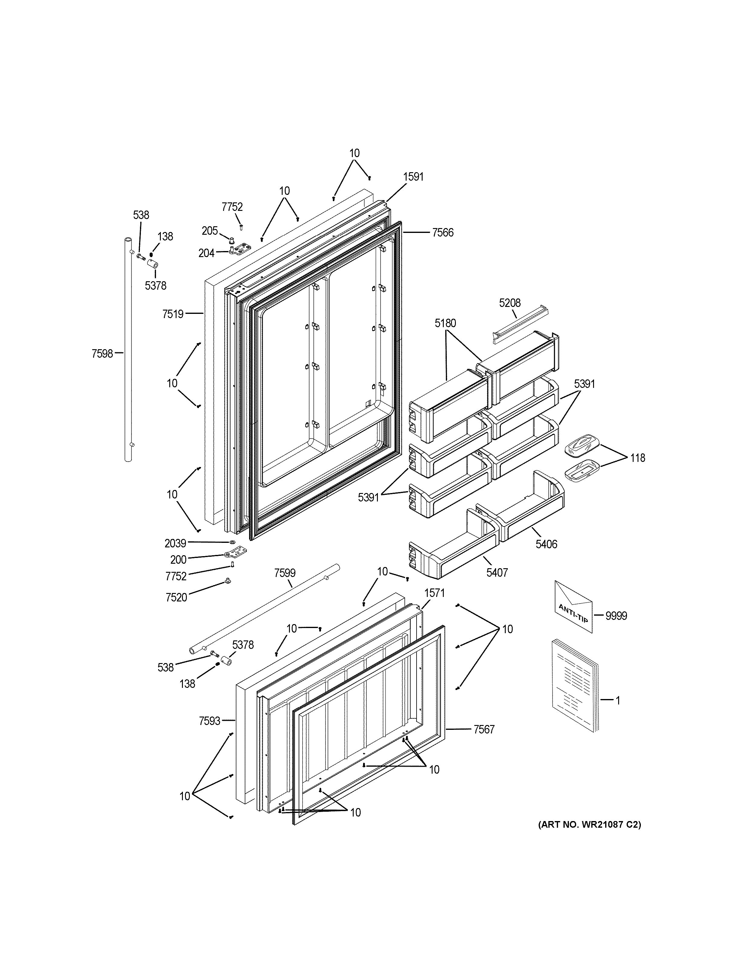 GE ZICS360NHBLH doors diagram