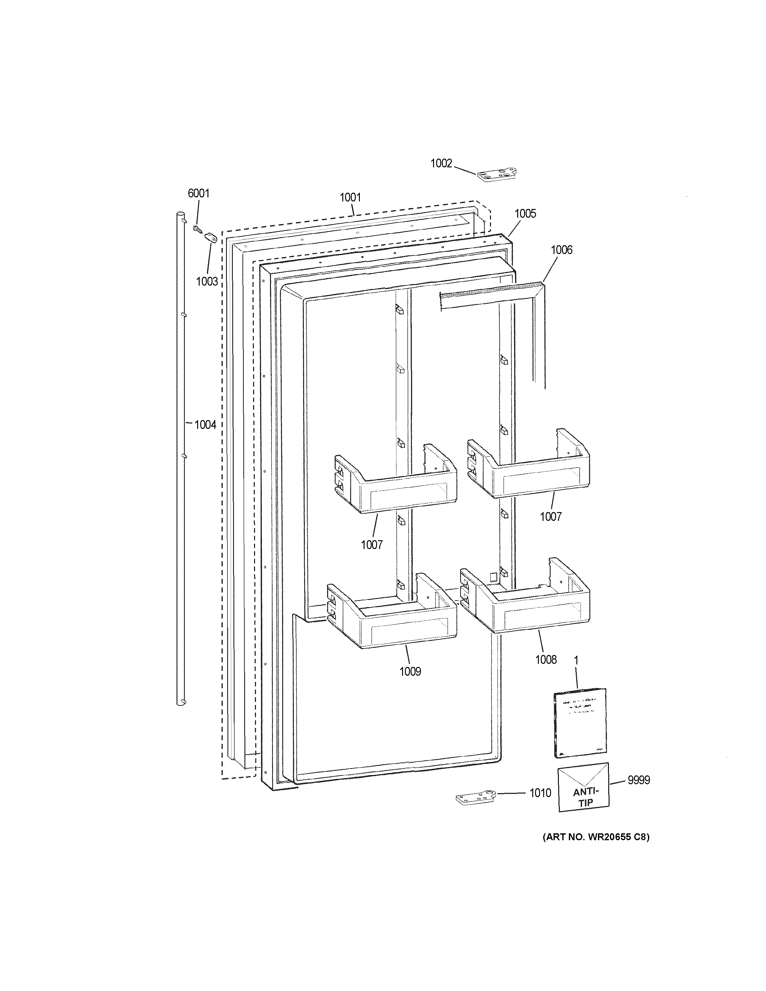 GE ZIFS360NHBRH door diagram
