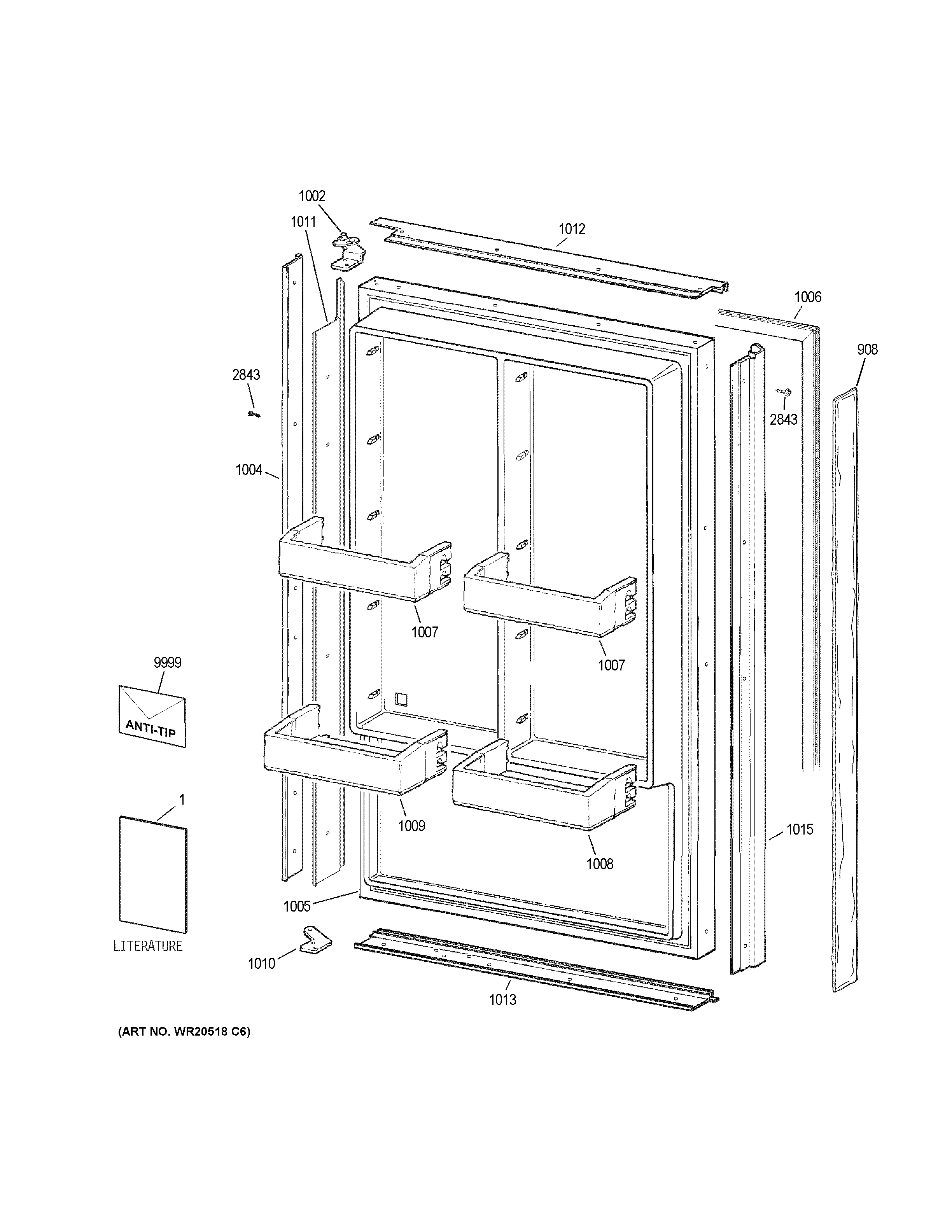 GE ZIF360NHCLH door diagram