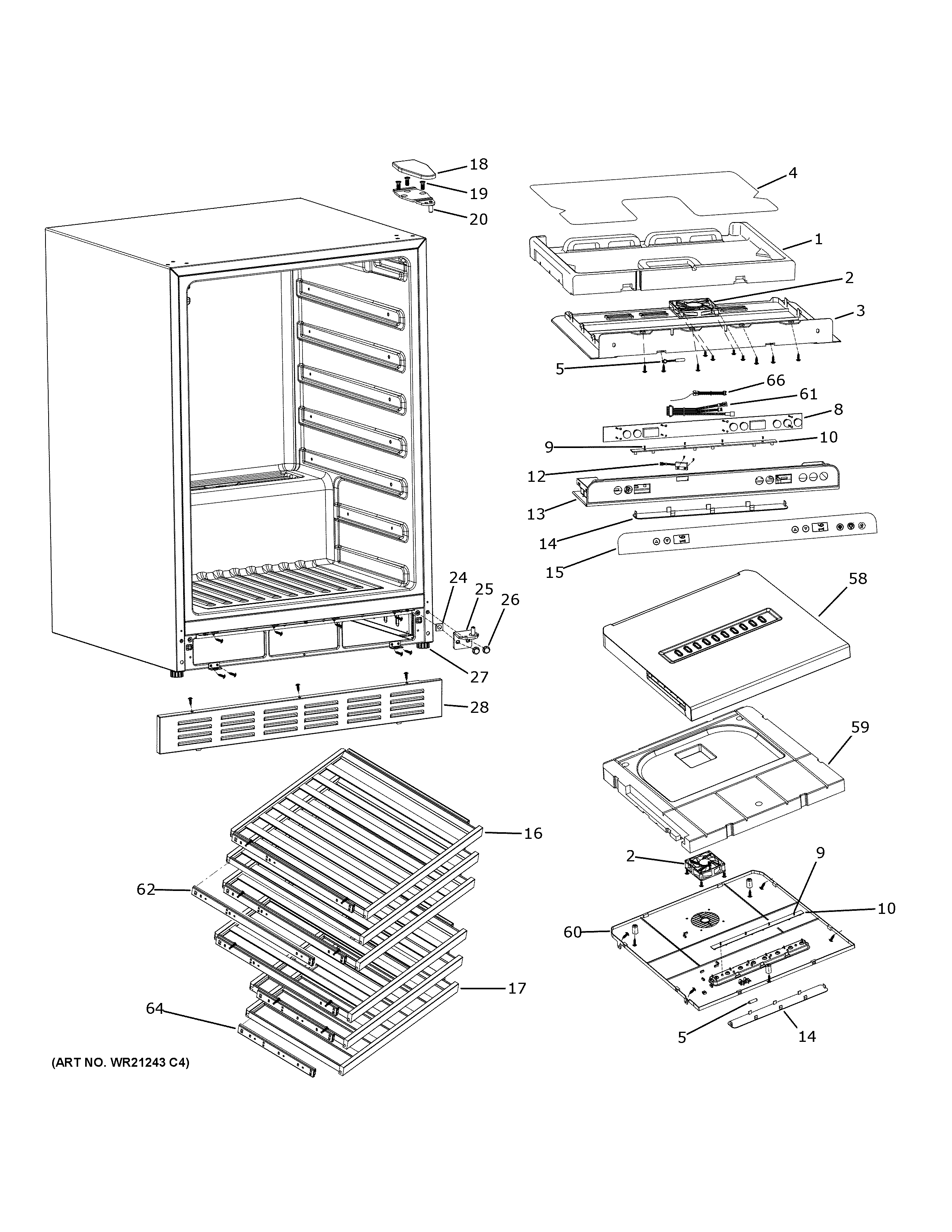 GE PWS06DSPCSS cabinet & shelves diagram