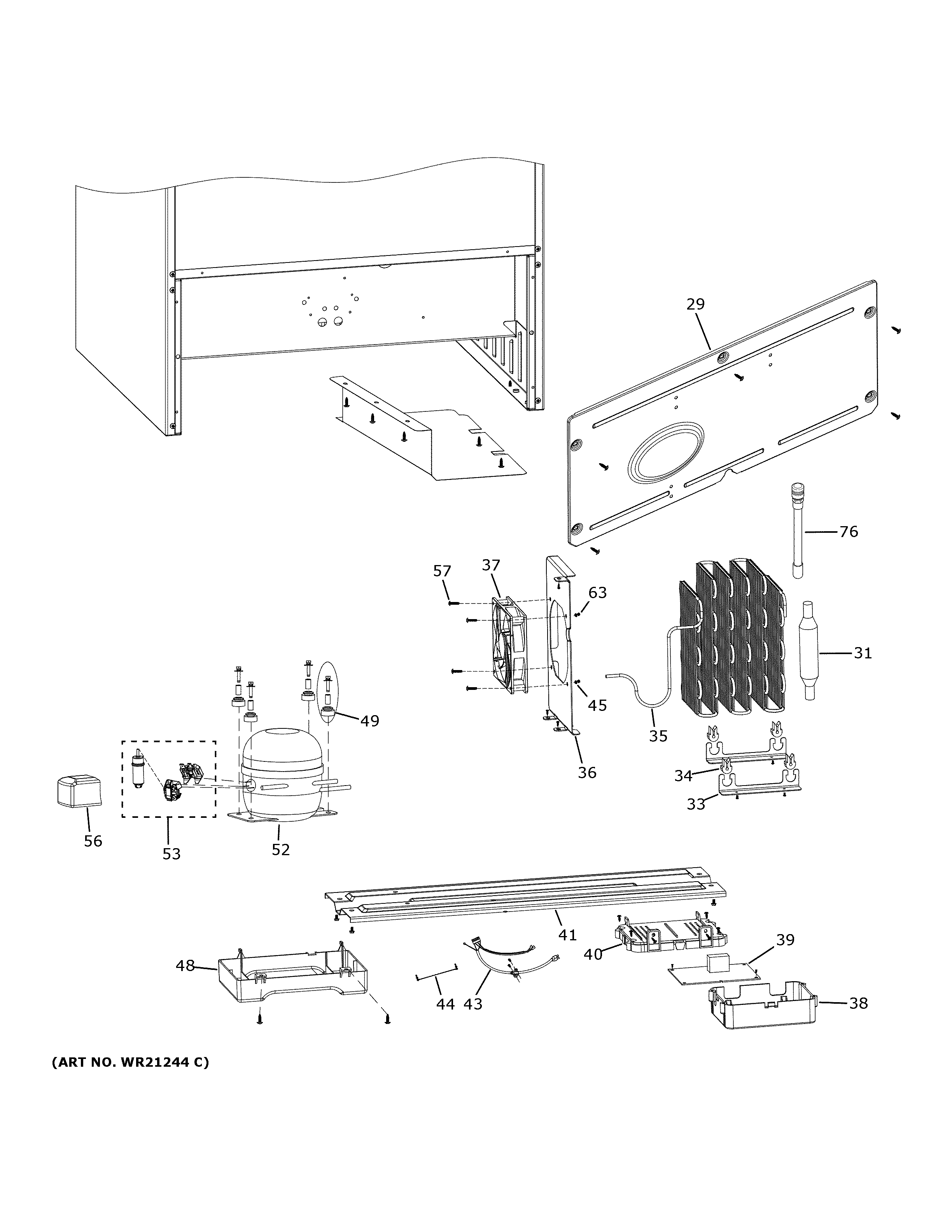 GE PWS06DSPCSS machine compartment diagram